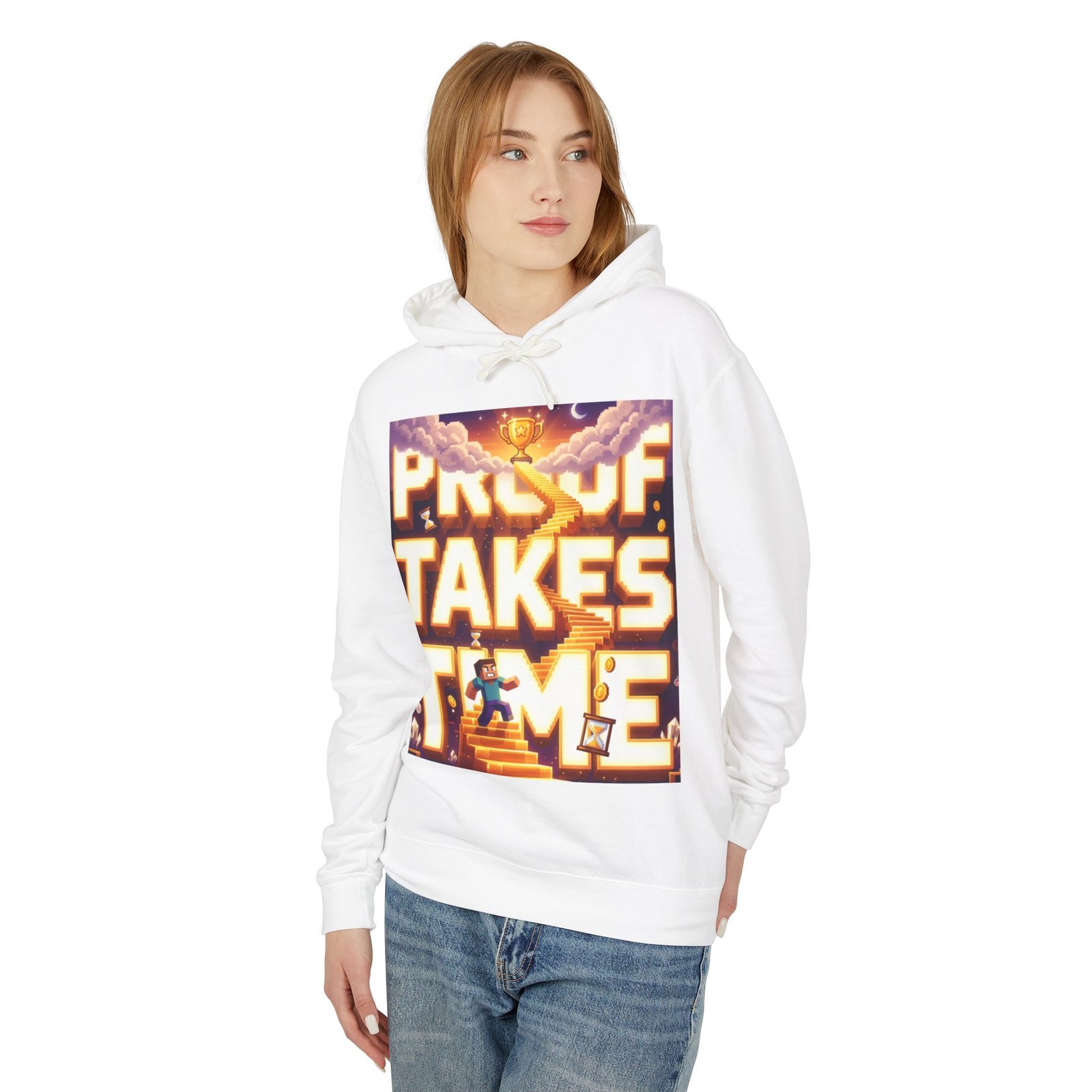 Hoodie — 'Proof Takes Time' Motivational Graphic Hooded Sweatshirt - Image 7