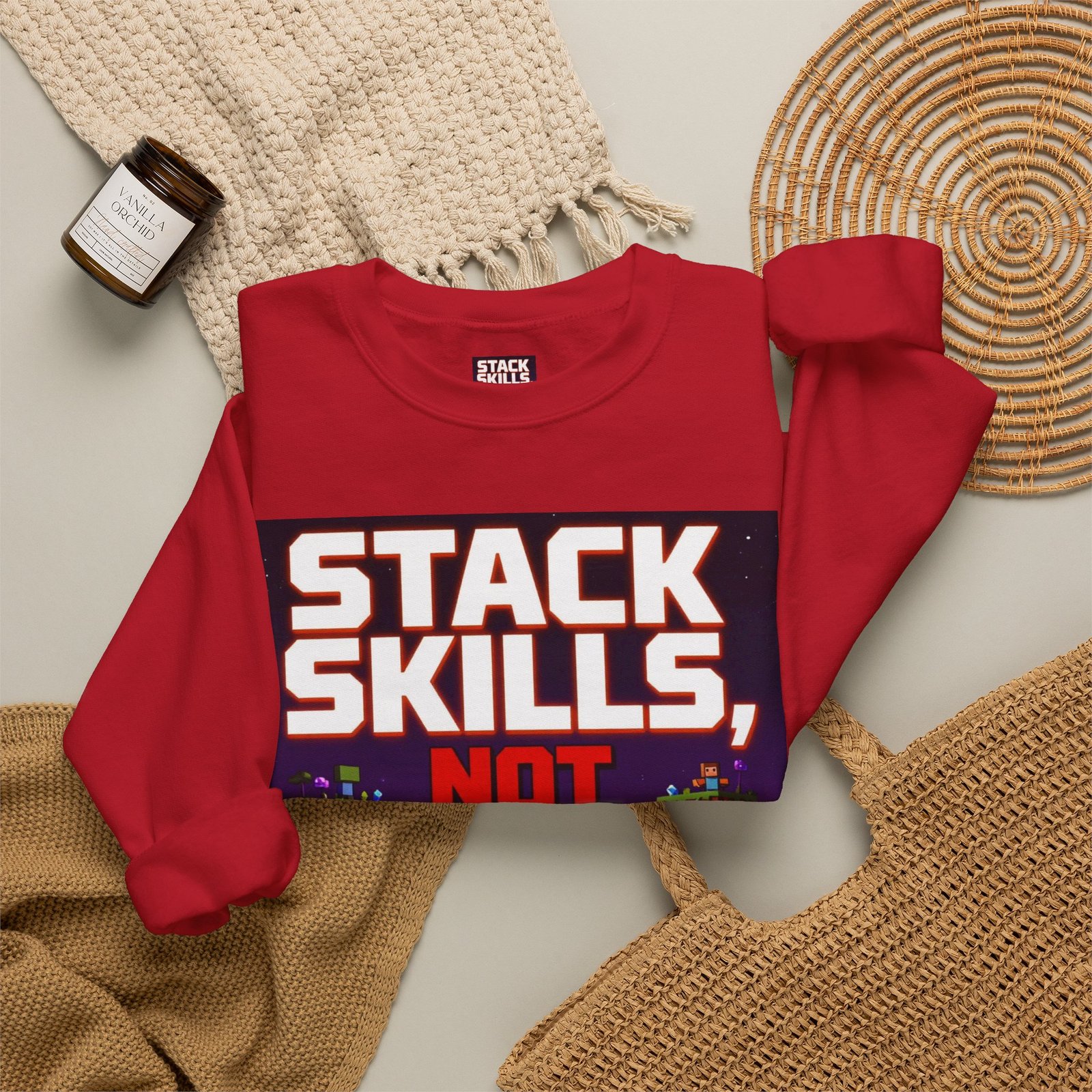 Crewneck Sweatshirt — "Stack Skills, Not Excuses" Motivational Gamer Graphic - Image 56