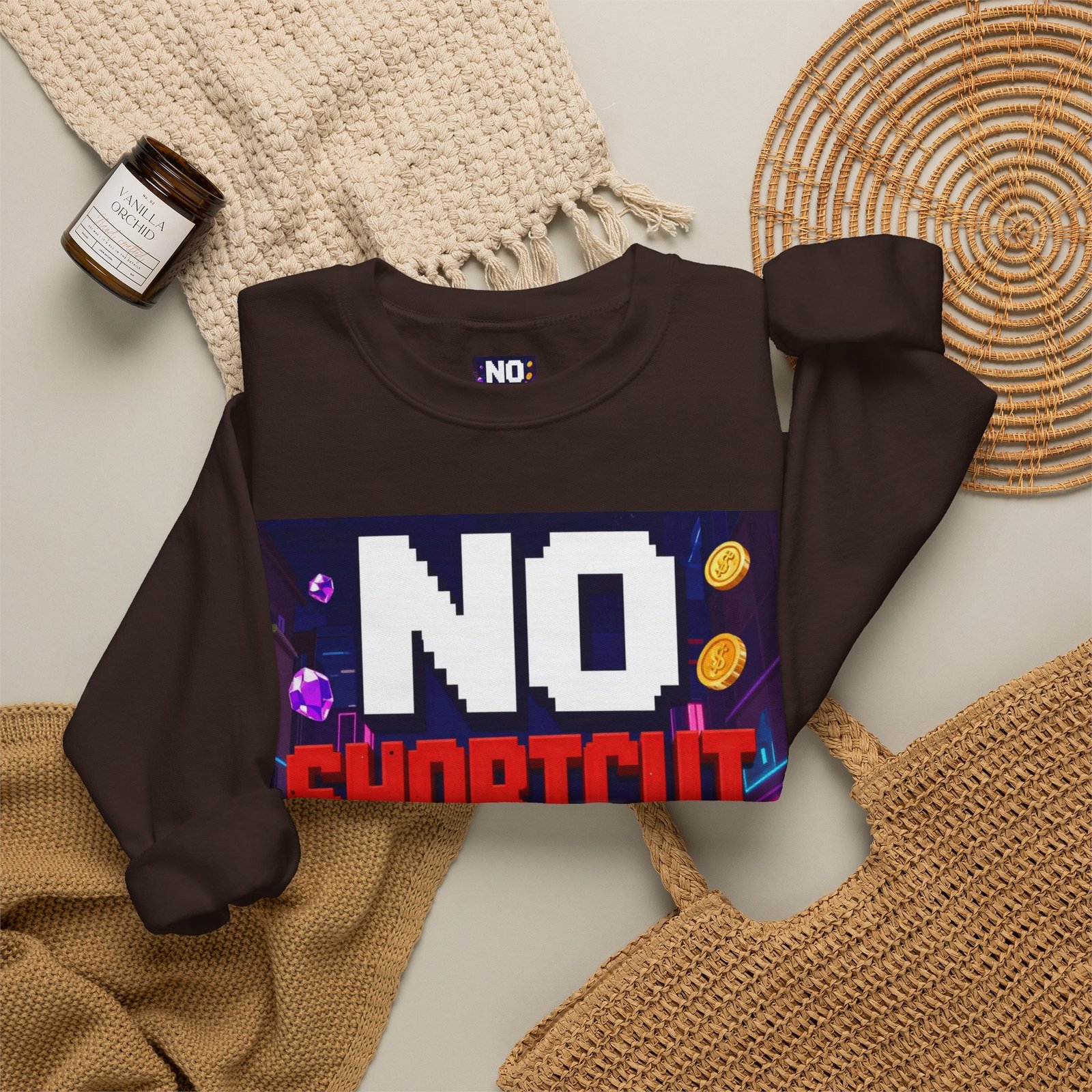 Crewneck Sweatshirt — "NO Shortcut Energy" Retro Gamer Graphic - Image 28