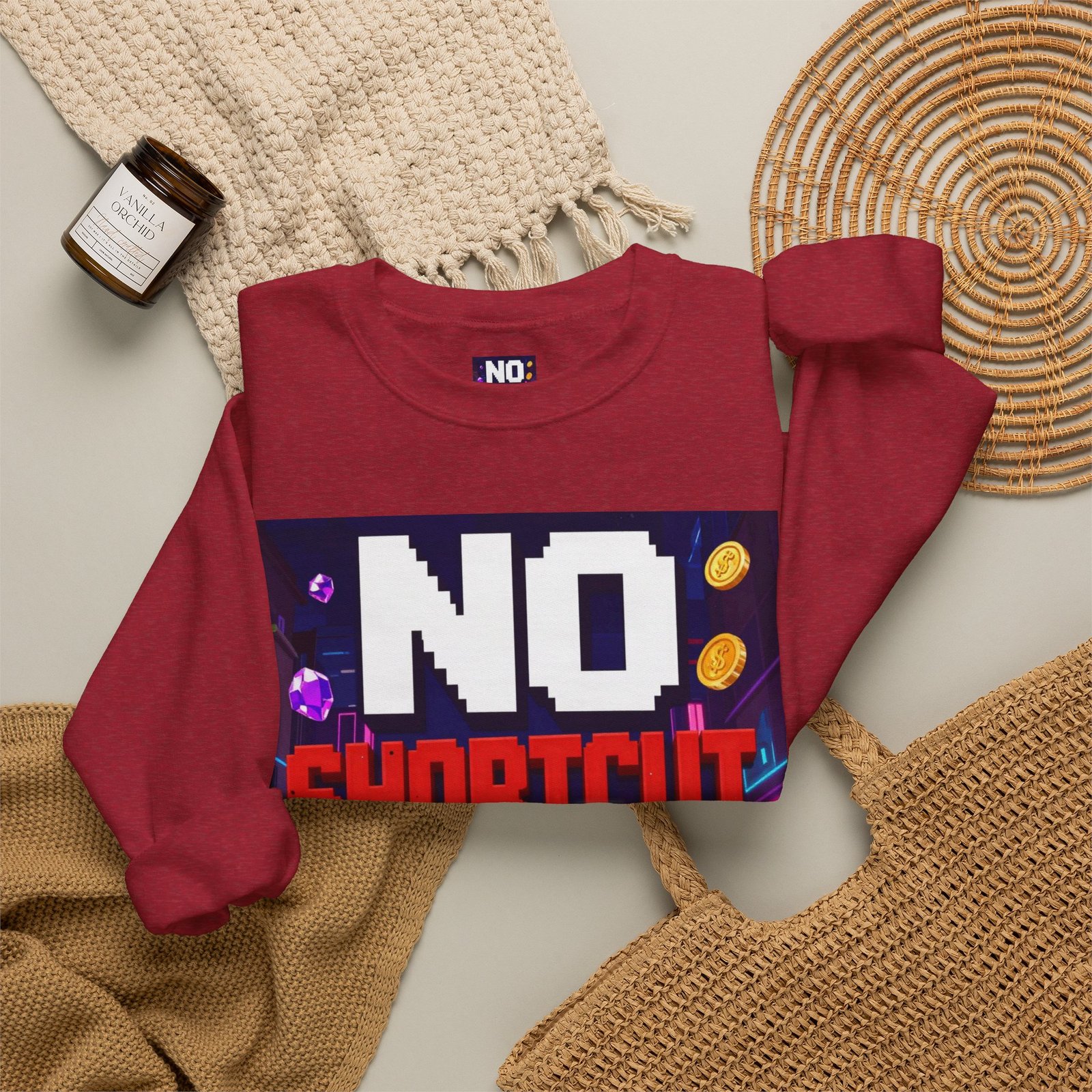Crewneck Sweatshirt — "NO Shortcut Energy" Retro Gamer Graphic - Image 52