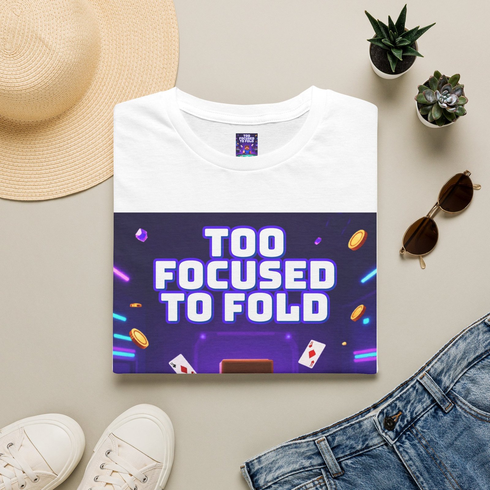 Poker T-Shirt — "Too Focused to Fold" Gaming Tee