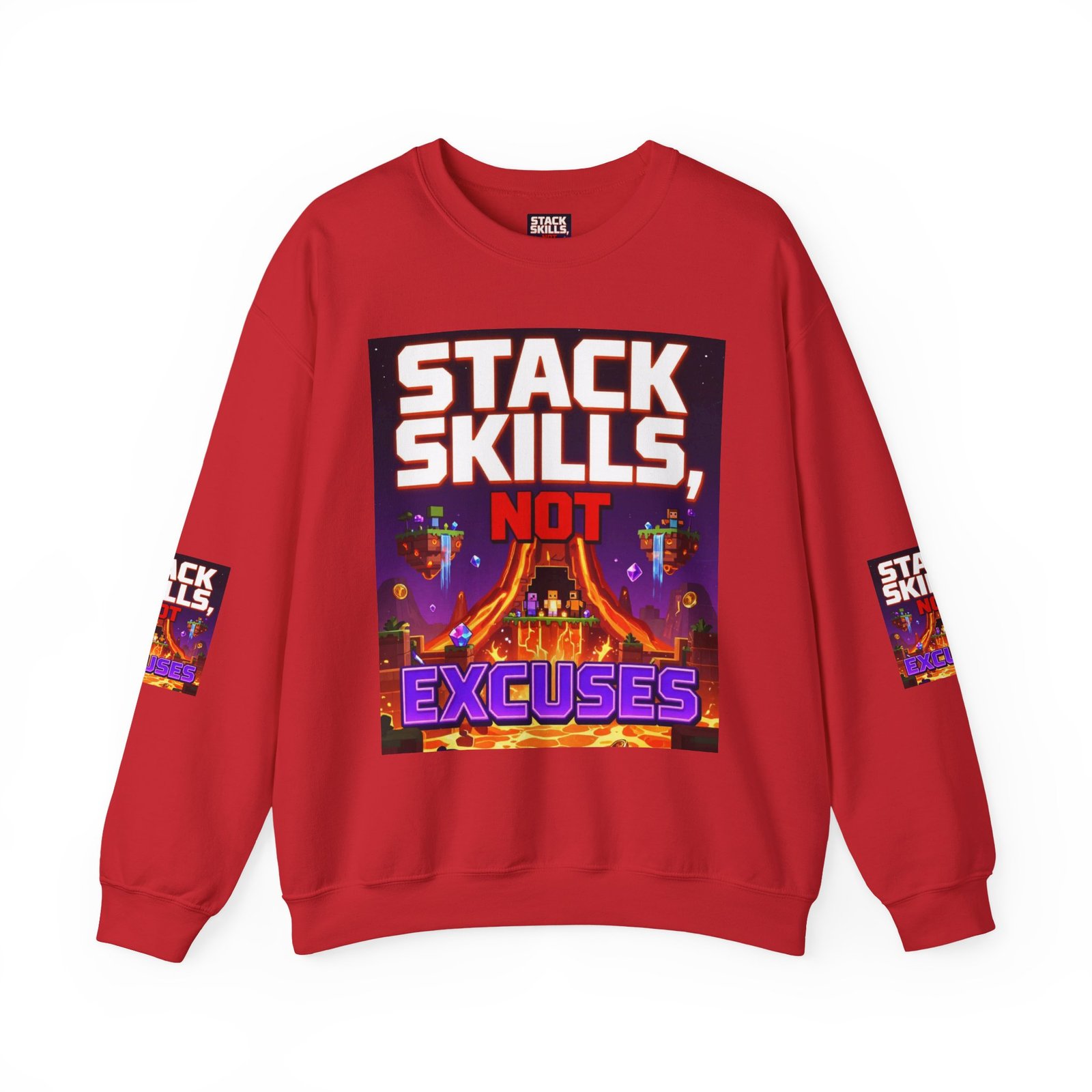 Crewneck Sweatshirt — "Stack Skills, Not Excuses" Motivational Gamer Graphic - Image 45