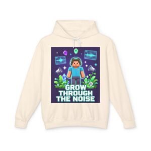Grow Through the Noise Hoodie — Gamer Pixel Motivational Sweatshirt