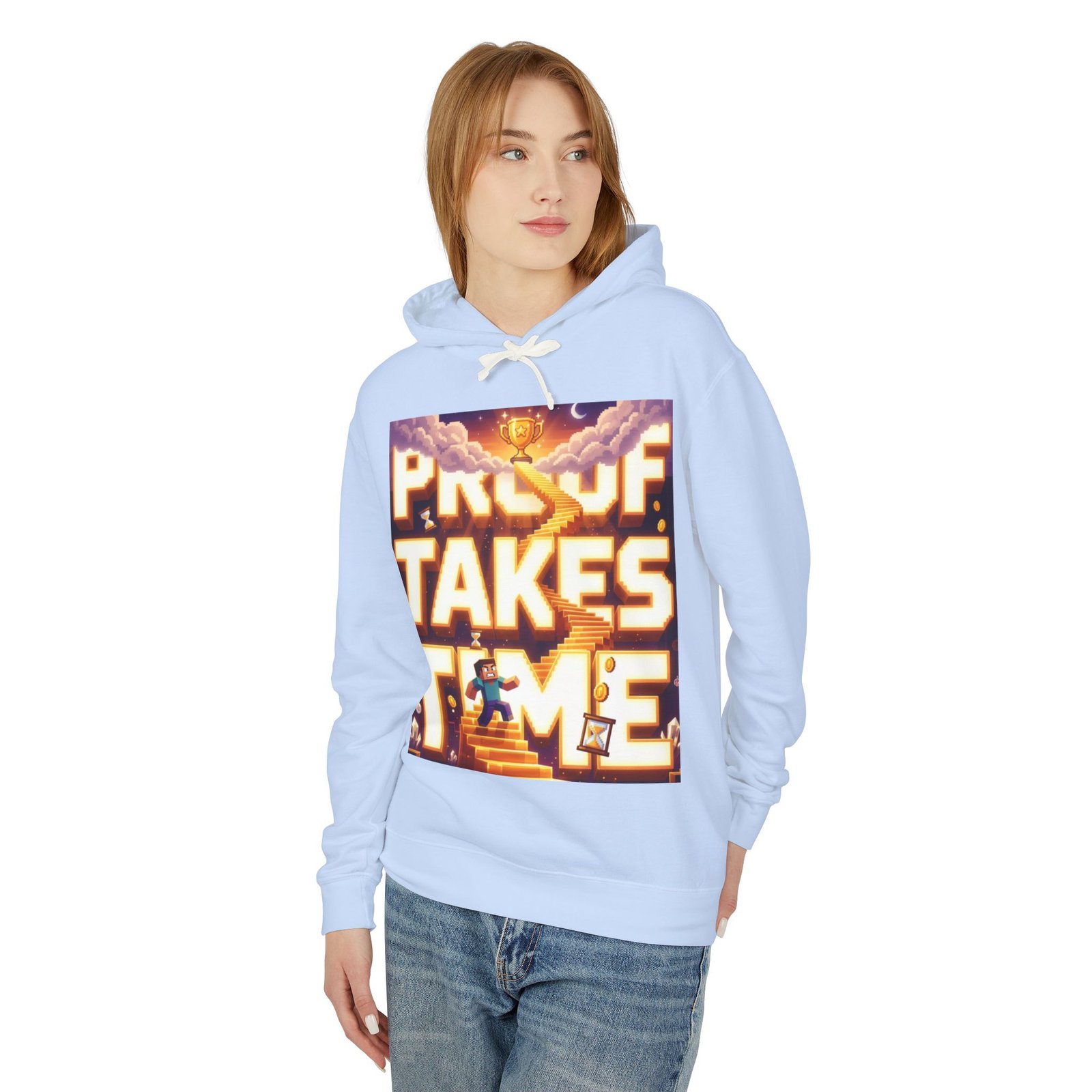 Hoodie — 'Proof Takes Time' Motivational Graphic Hooded Sweatshirt - Image 11
