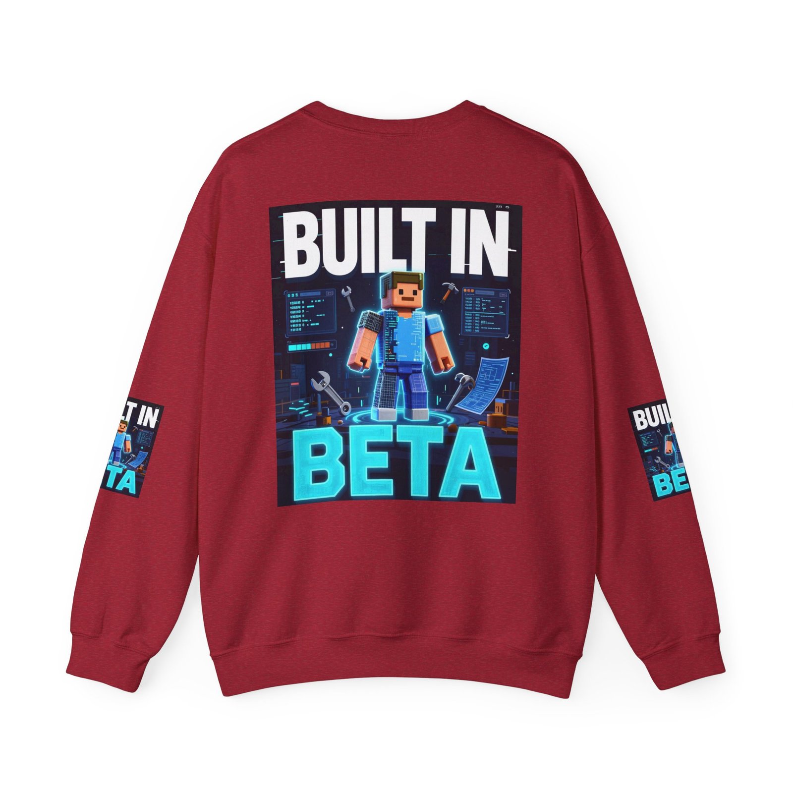 Built In Beta Crewneck Sweatshirt — Gamer Pixel Character Graphic - Image 50