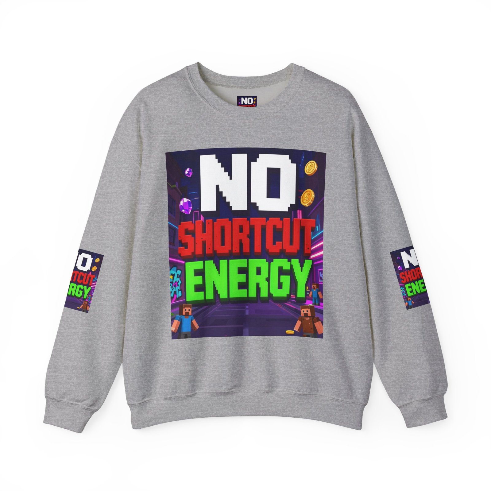 Crewneck Sweatshirt — "NO Shortcut Energy" Retro Gamer Graphic - Image 21