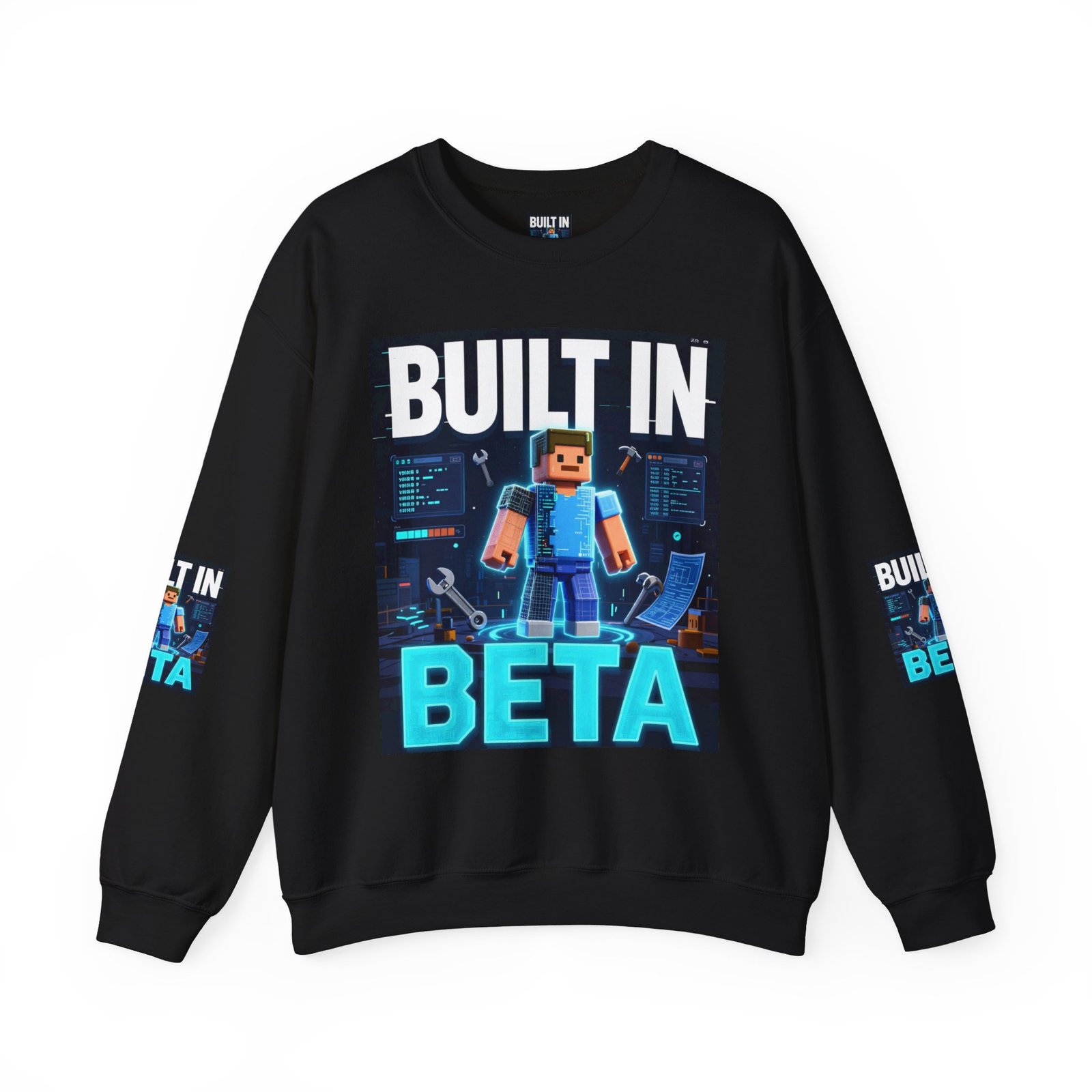 Built In Beta Crewneck Sweatshirt — Gamer Pixel Character Graphic - Image 17