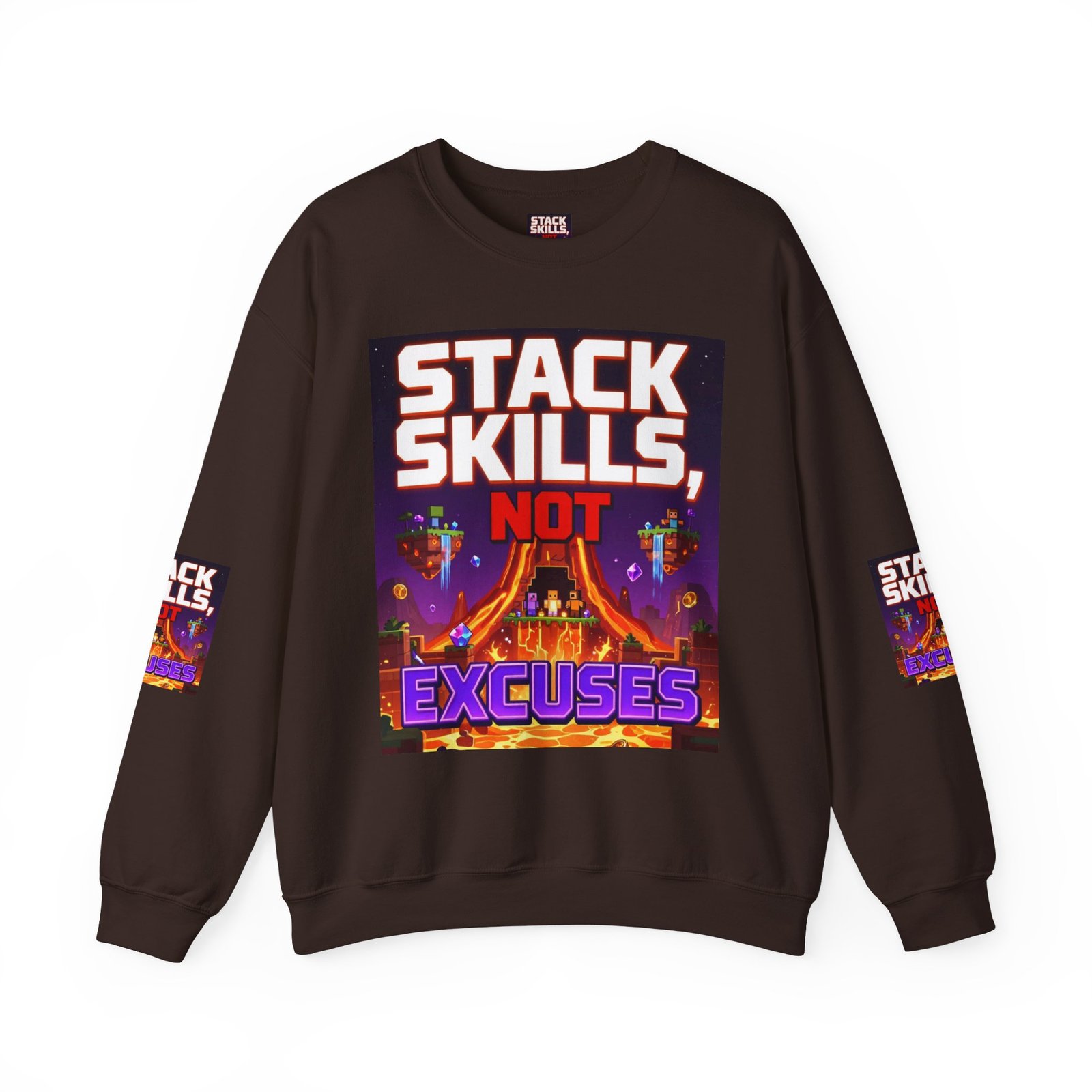 Crewneck Sweatshirt — "Stack Skills, Not Excuses" Motivational Gamer Graphic - Image 25
