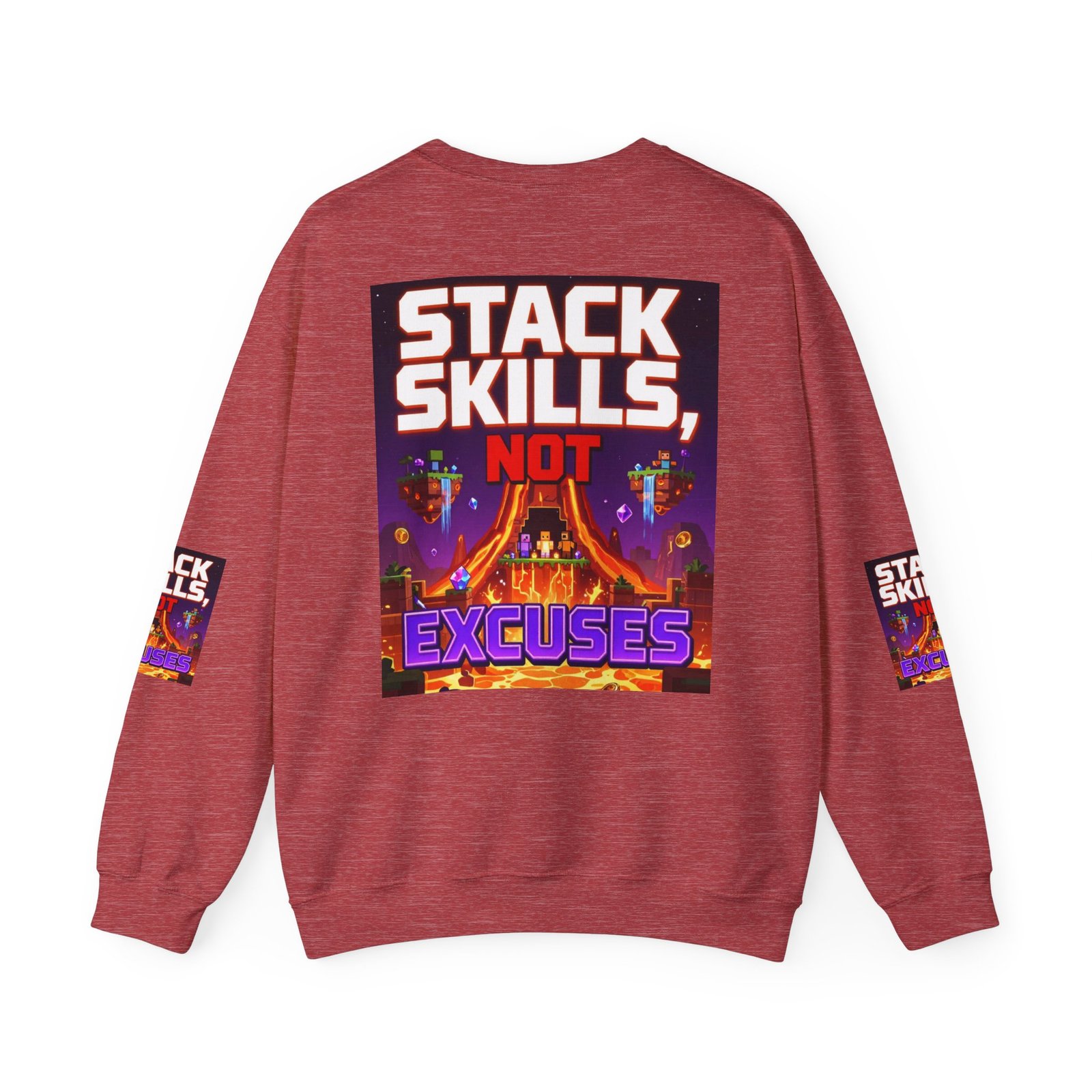 Crewneck Sweatshirt — "Stack Skills, Not Excuses" Motivational Gamer Graphic - Image 42