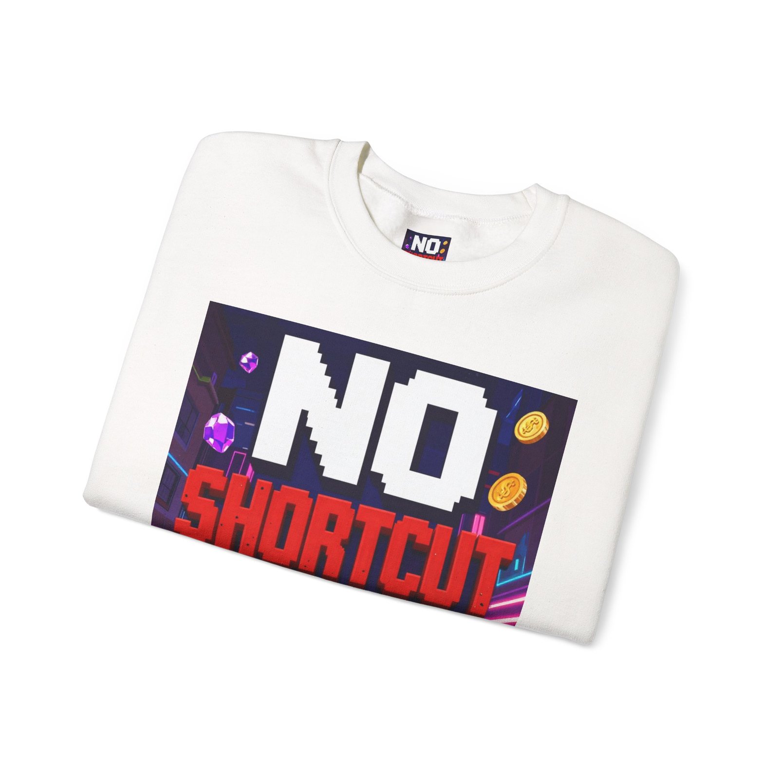 Crewneck Sweatshirt — "NO Shortcut Energy" Retro Gamer Graphic - Image 3