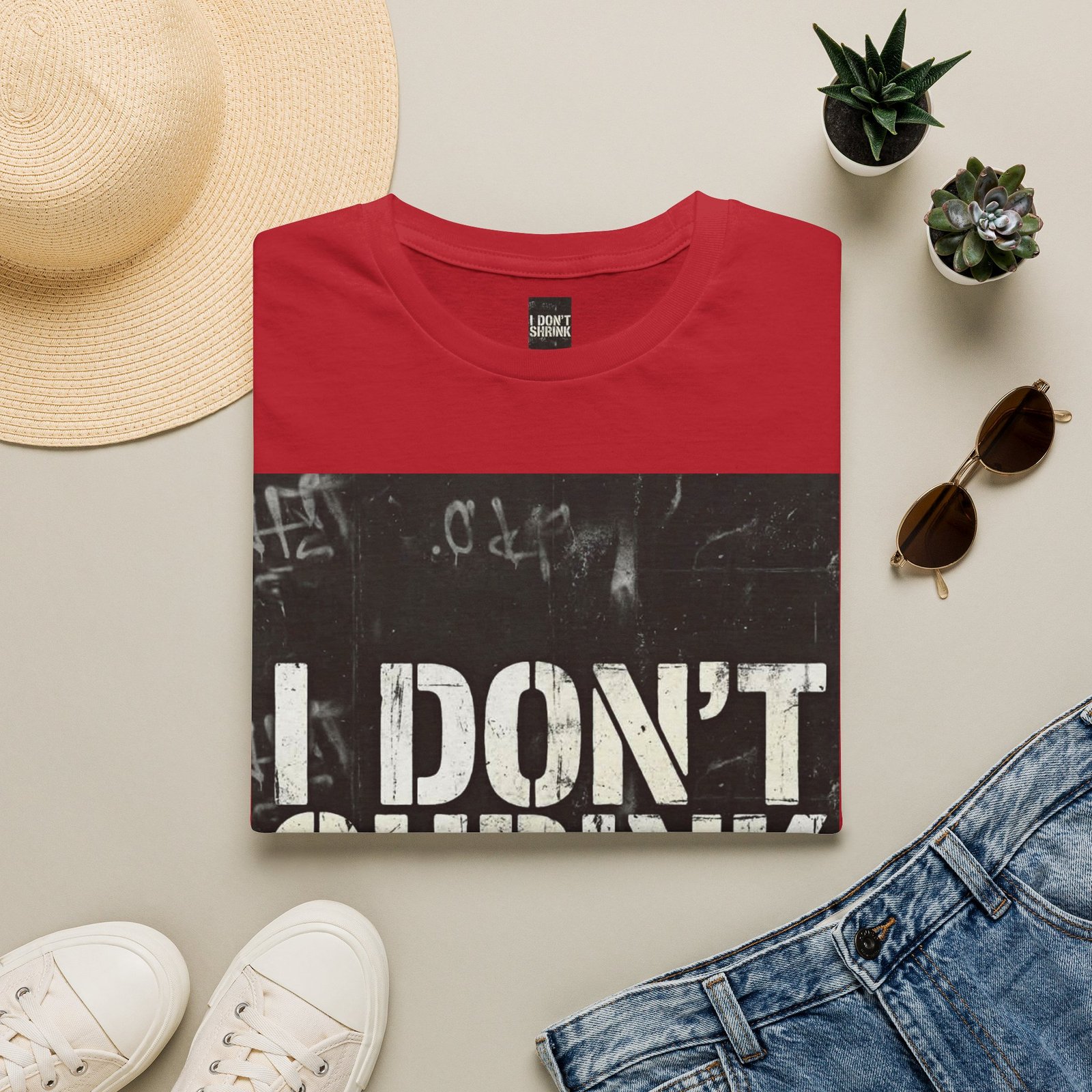 I Don't Shrink T-Shirt — Vintage Stencil Graphic Tee - Image 49