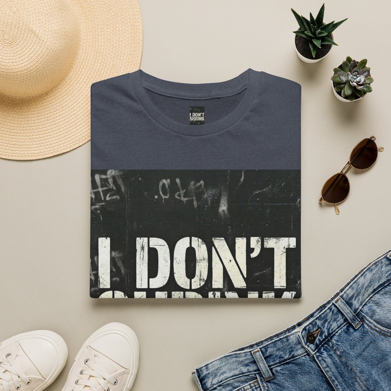 I Don't Shrink T-Shirt — Vintage Stencil Graphic Tee - Image 41