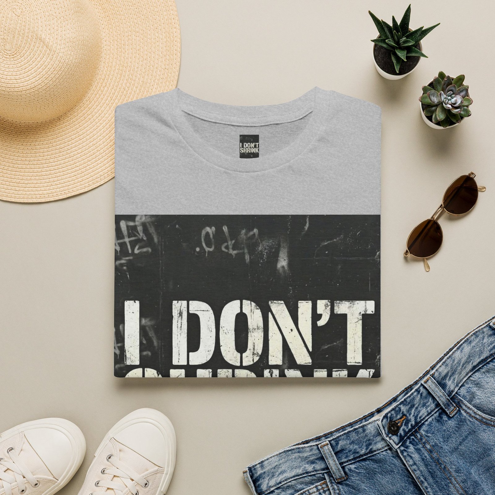 I Don't Shrink T-Shirt — Vintage Stencil Graphic Tee - Image 13