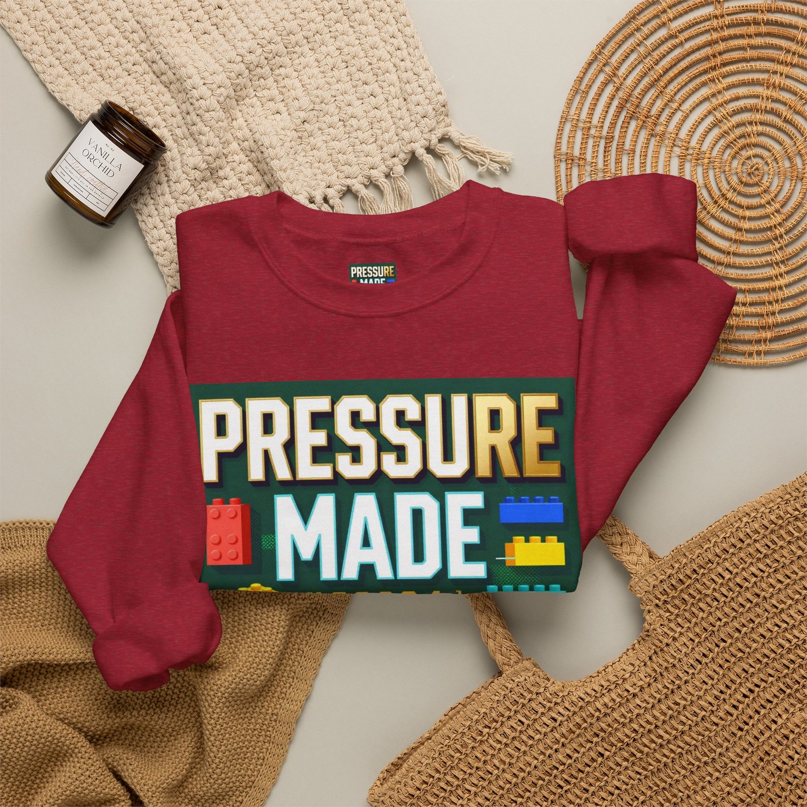 Graphic Sweatshirt — "Pressure Made Me Polished" Building Block Crewneck - Image 52