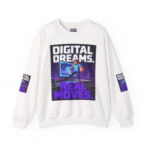 Crewneck Sweatshirt — "Digital Dreams. Real Moves." Gamer Tech Graphic Pullover