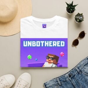 Unbothered by Design T-Shirt — Relaxed Gamer Pixel Art Tee