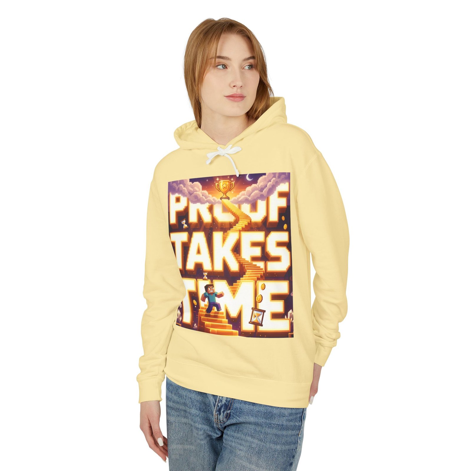 Hoodie — 'Proof Takes Time' Motivational Graphic Hooded Sweatshirt - Image 27