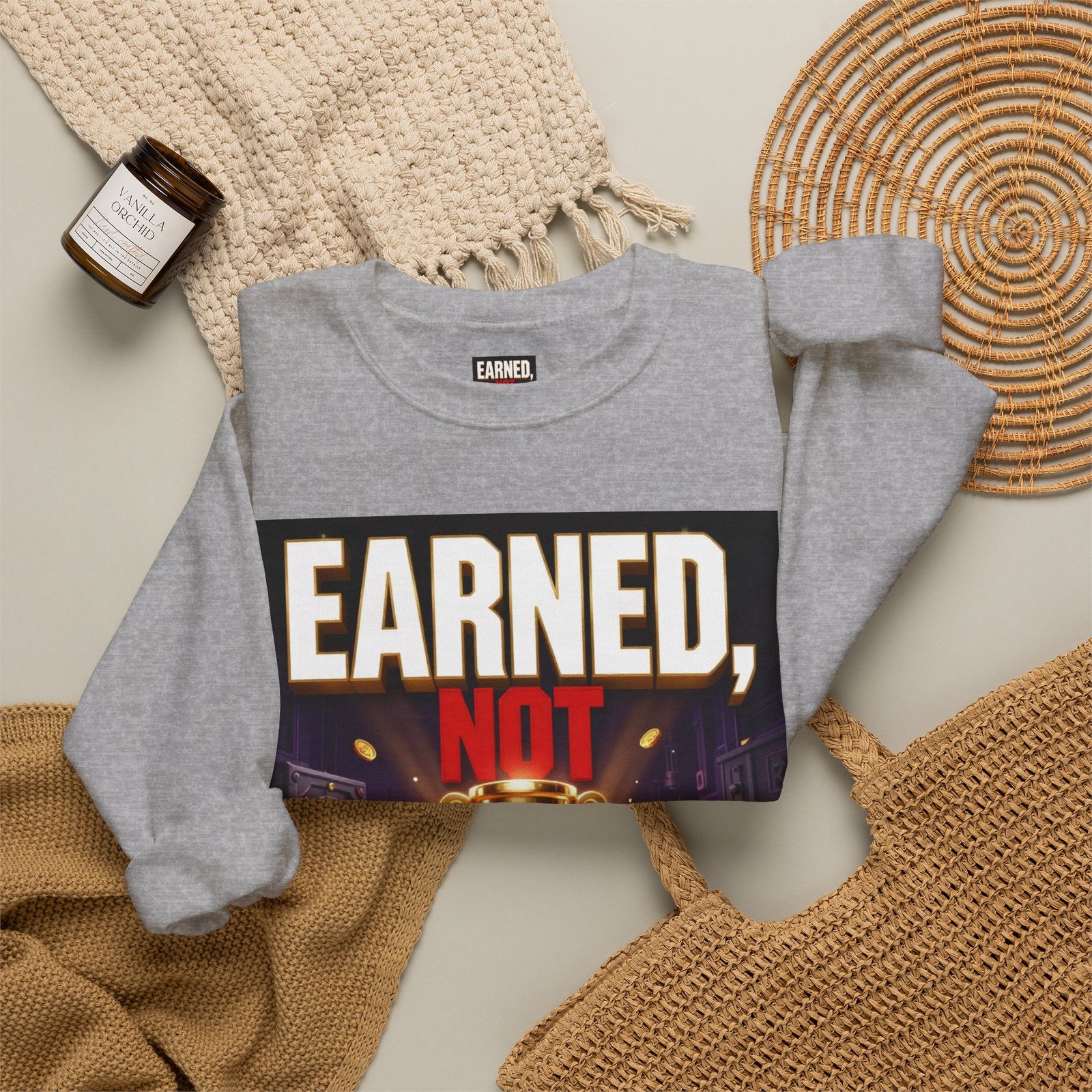 Crewneck Sweatshirt — "Earned, Not Explained" Trophy Graphic - Image 24