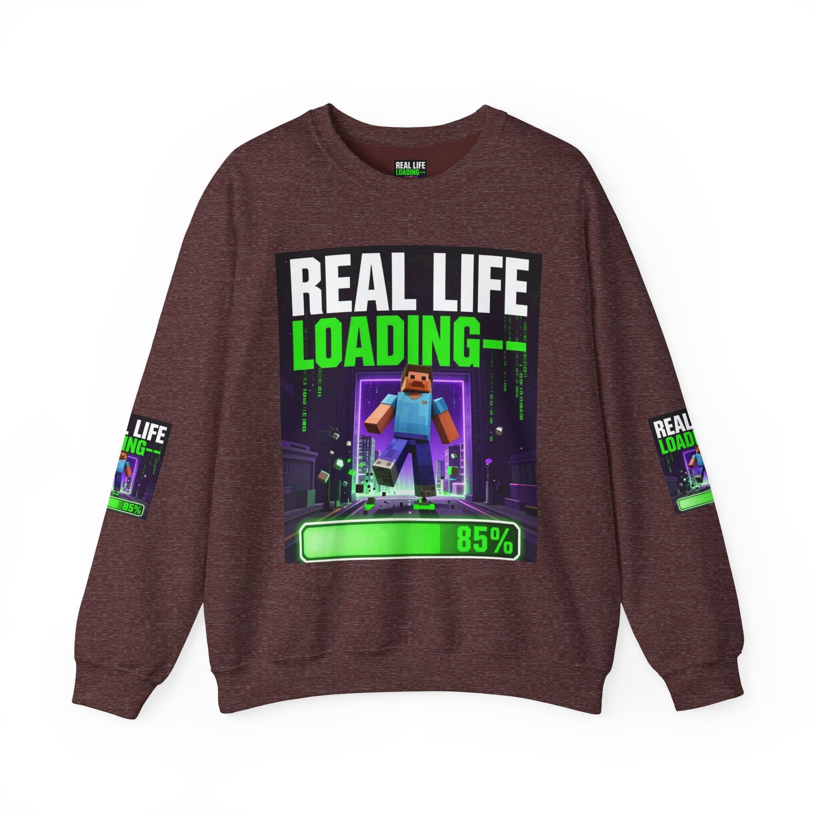 Crewneck Sweatshirt — "Real Life Loading 85%" Gamer Graphic Pullover - Image 13