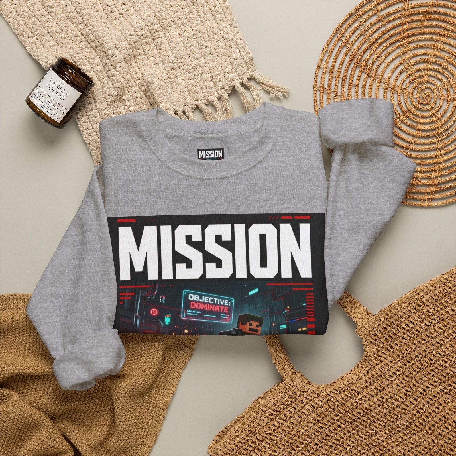 Mission Mode Crewneck Sweatshirt — Gaming Graphic Streetwear - Image 24