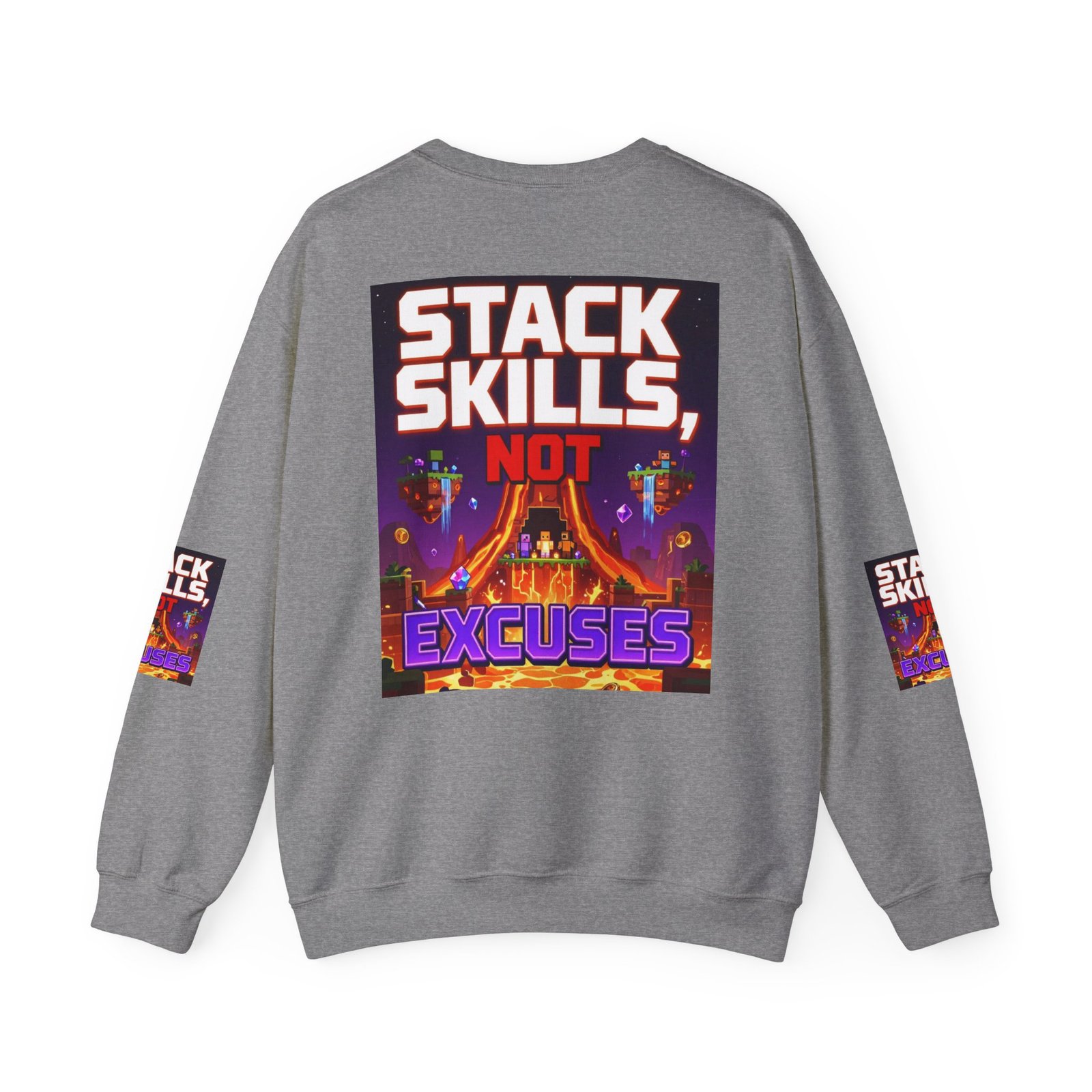 Crewneck Sweatshirt — "Stack Skills, Not Excuses" Motivational Gamer Graphic - Image 30
