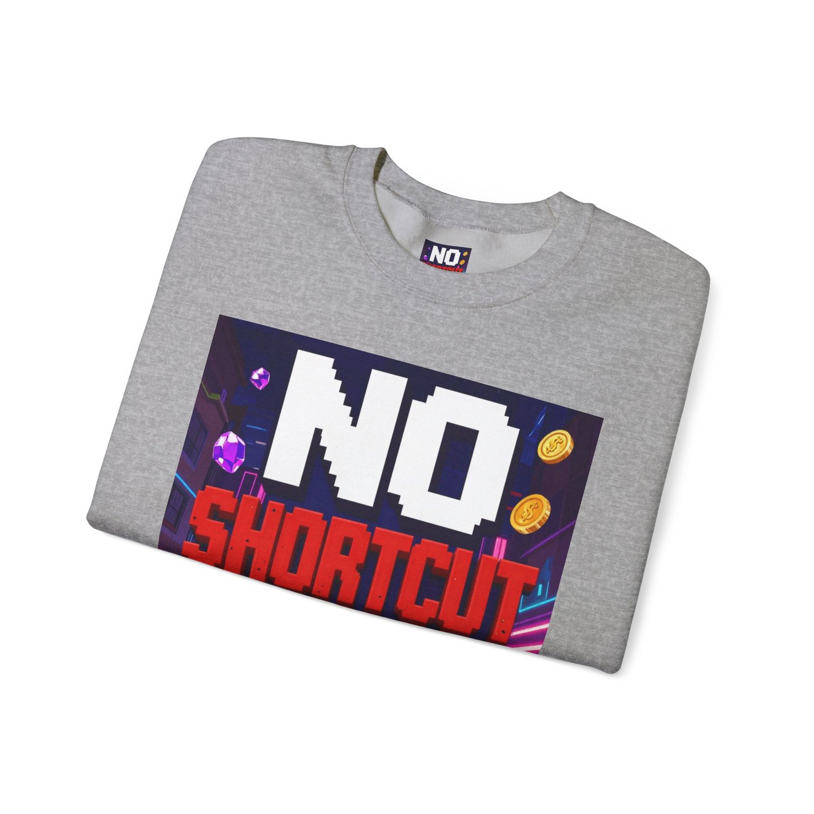 Crewneck Sweatshirt — "NO Shortcut Energy" Retro Gamer Graphic - Image 23