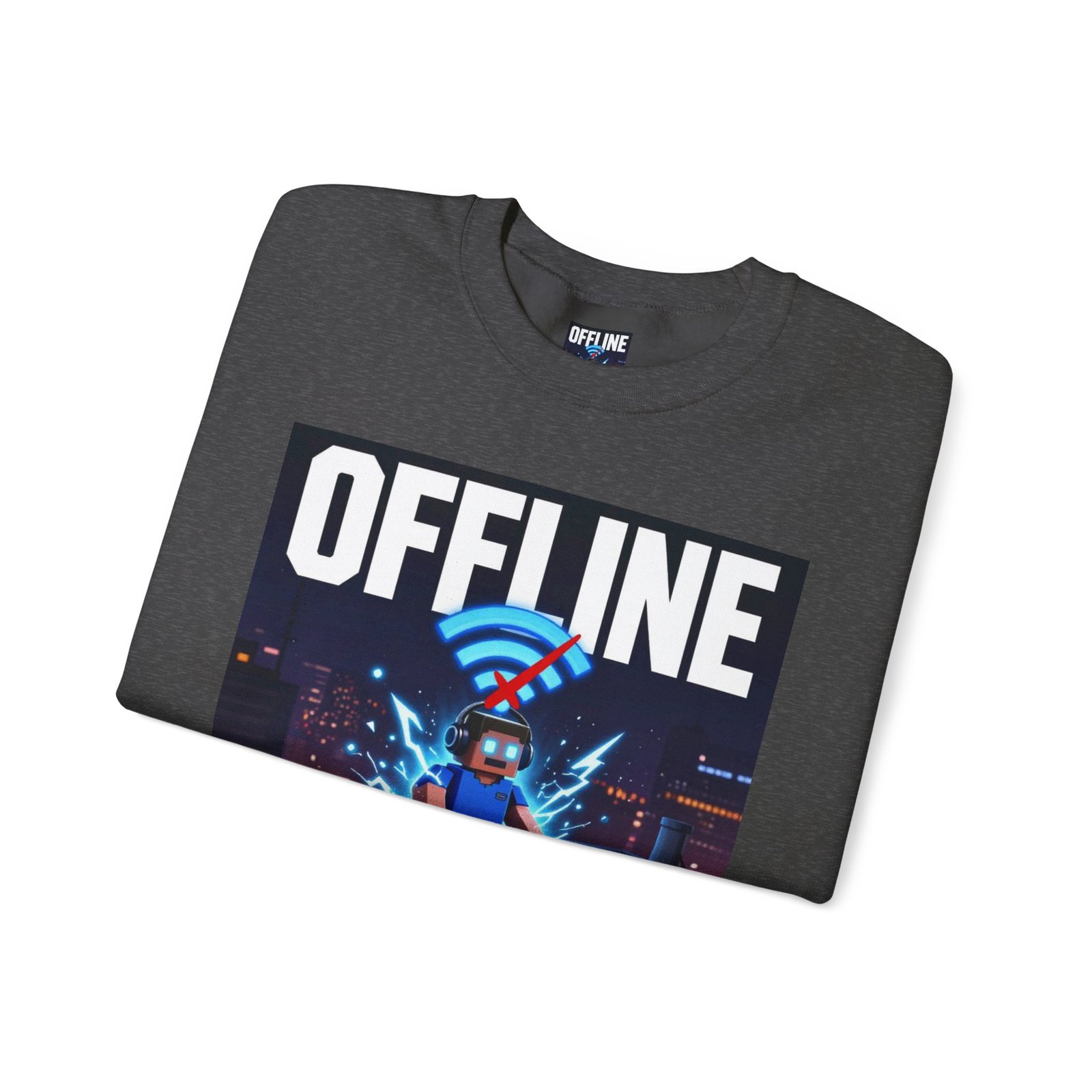 Crewneck Sweatshirt — “Offline But Still Charged” Gamer Graphic - Image 35