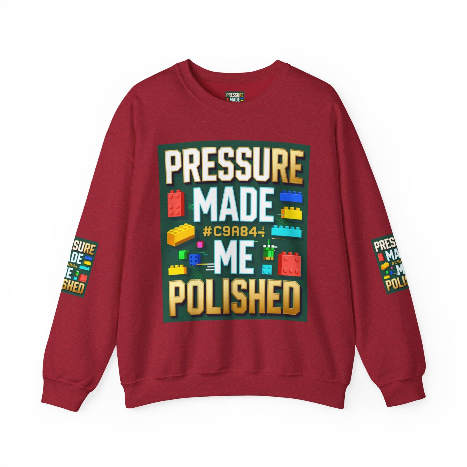 Graphic Sweatshirt — "Pressure Made Me Polished" Building Block Crewneck - Image 49