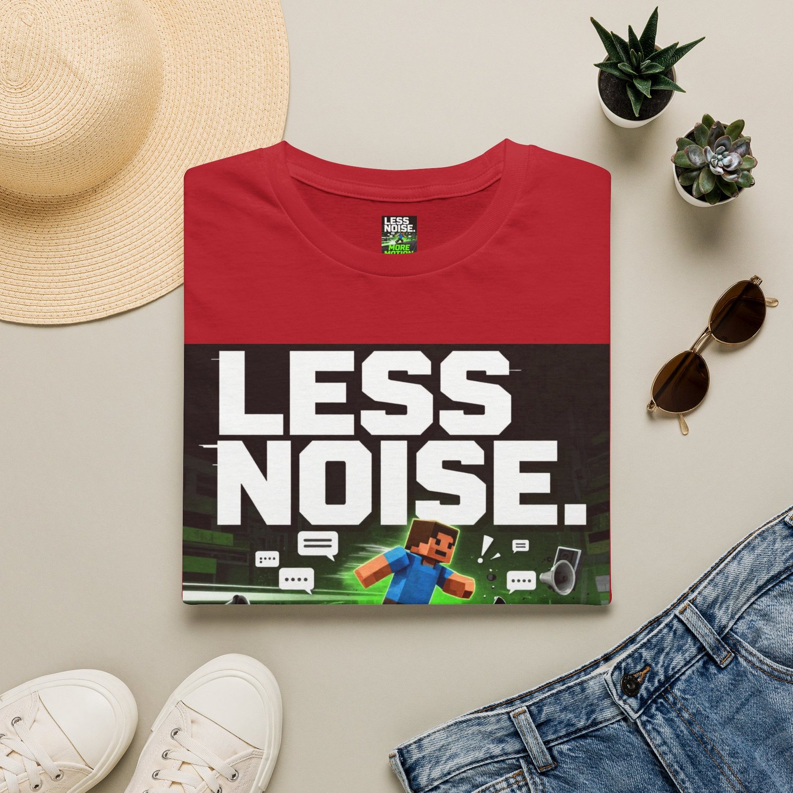 Less Noise More Motion T-Shirt — Gamer Minimalist Graphic Tee - Image 49