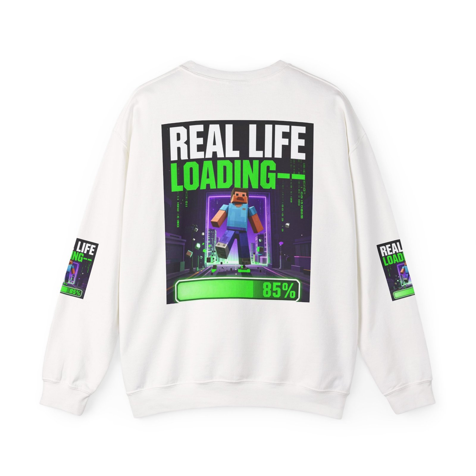 Crewneck Sweatshirt — "Real Life Loading 85%" Gamer Graphic Pullover - Image 2