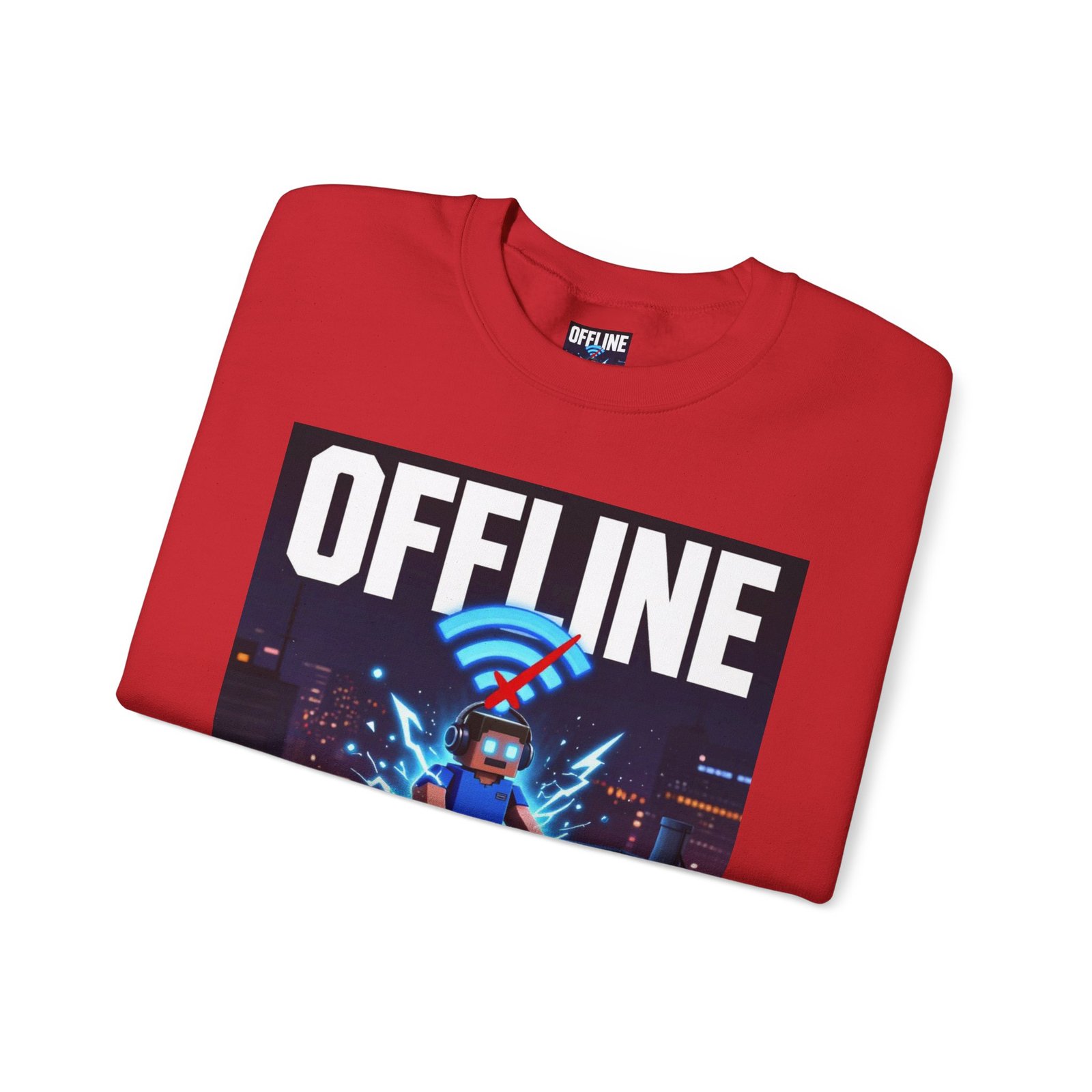 Crewneck Sweatshirt — “Offline But Still Charged” Gamer Graphic - Image 47