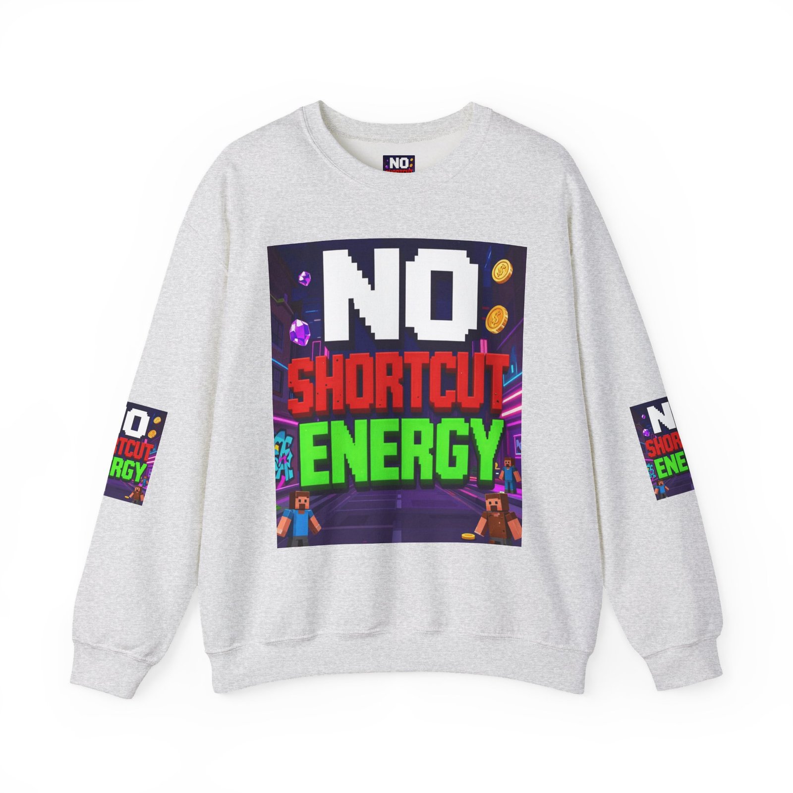 Crewneck Sweatshirt — "NO Shortcut Energy" Retro Gamer Graphic - Image 9