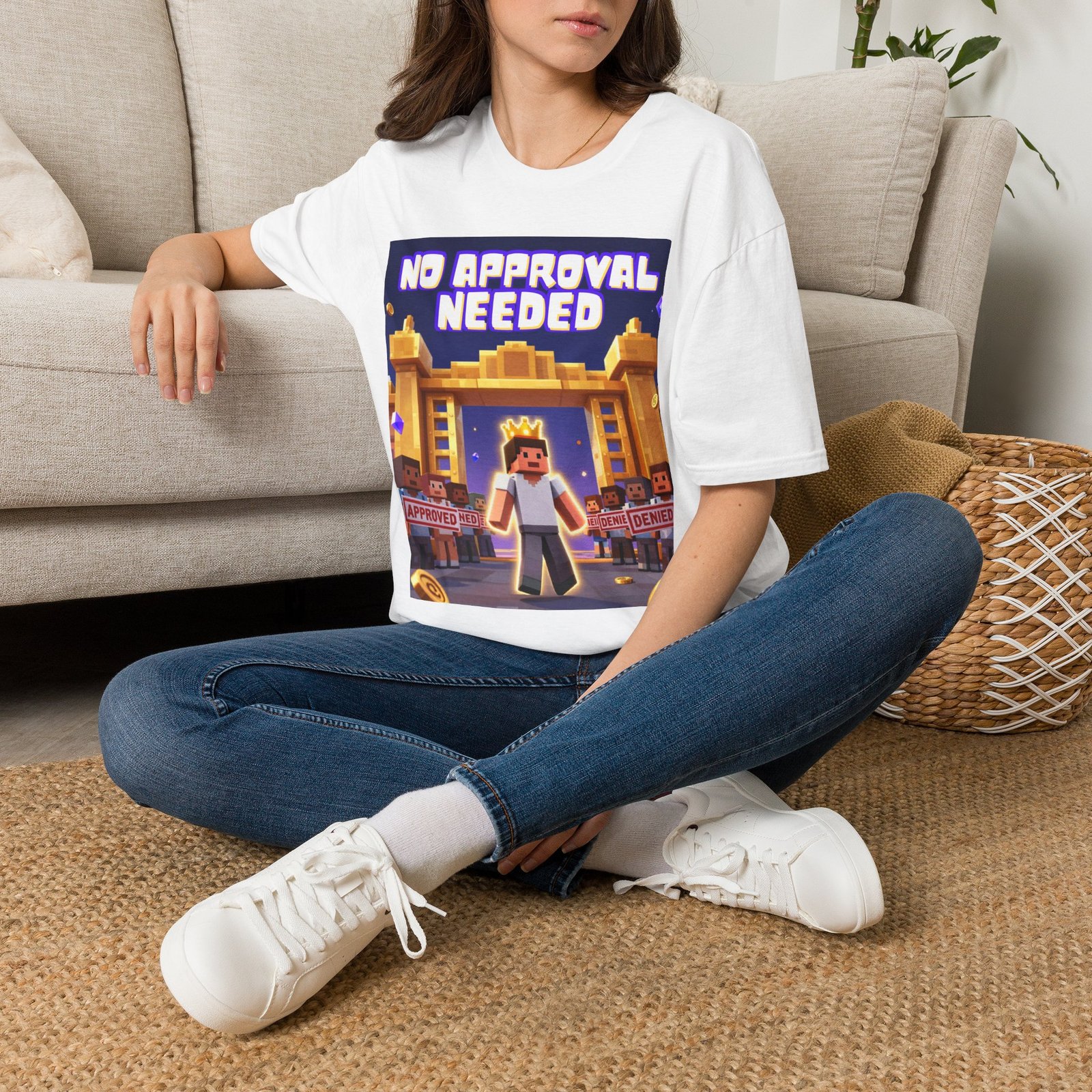 No Approval Needed T‑Shirt — Bold Roblox-style Gamer Tee - Image 2
