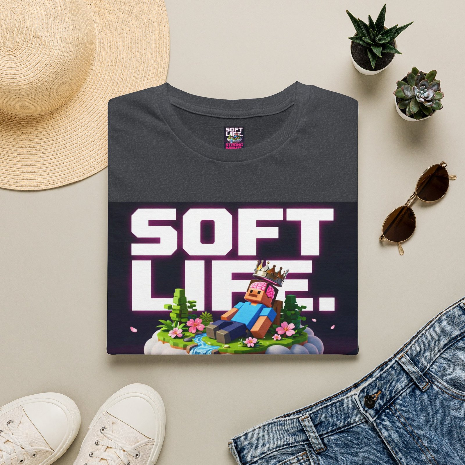 Soft Life Strong Mind T-Shirt — Relaxed Gamer Chill Vibe Tee - Image 37