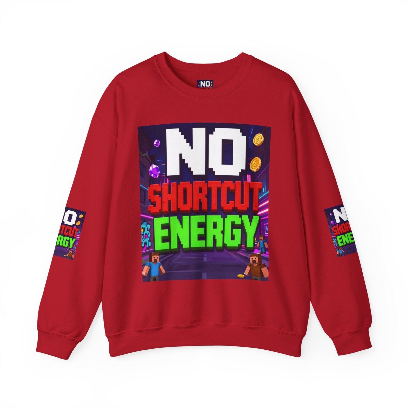 Crewneck Sweatshirt — "NO Shortcut Energy" Retro Gamer Graphic - Image 53