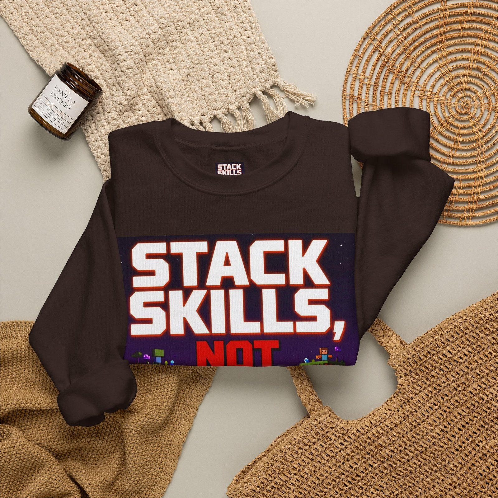 Crewneck Sweatshirt — "Stack Skills, Not Excuses" Motivational Gamer Graphic - Image 28