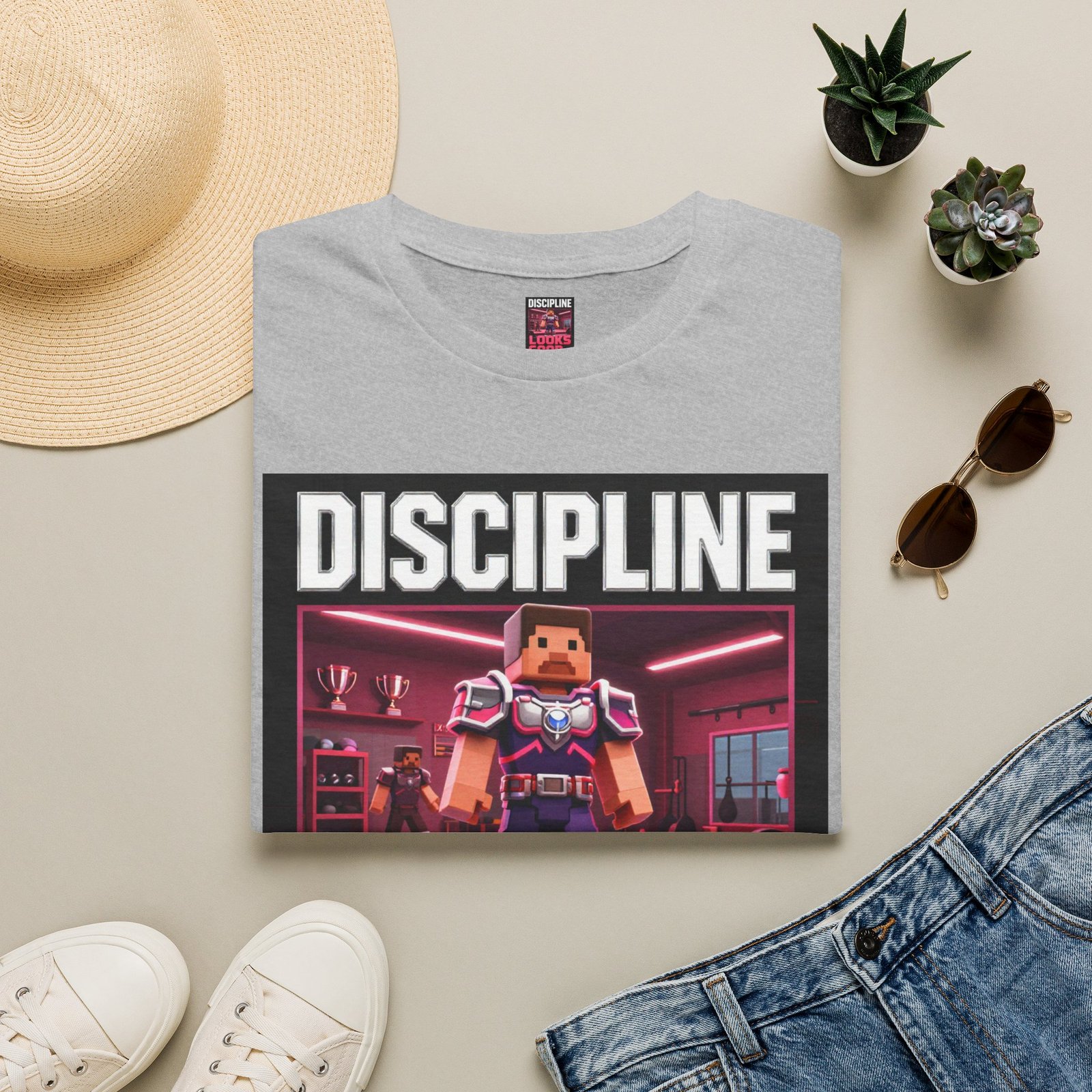 T‑Shirt — 'DISCIPLINE Looks Good' Gamer Pixel Armor Tee - Image 13