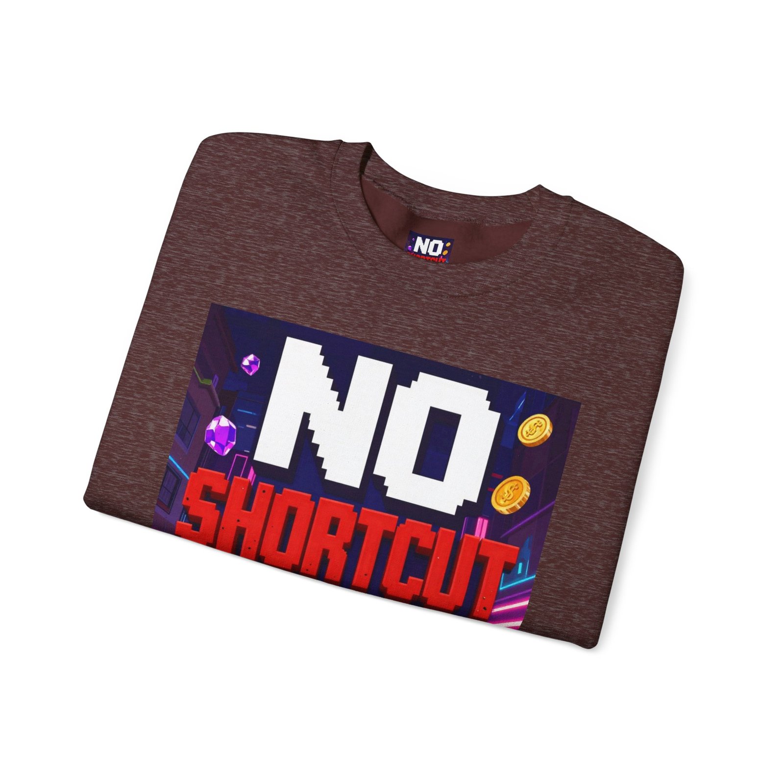Crewneck Sweatshirt — "NO Shortcut Energy" Retro Gamer Graphic - Image 15