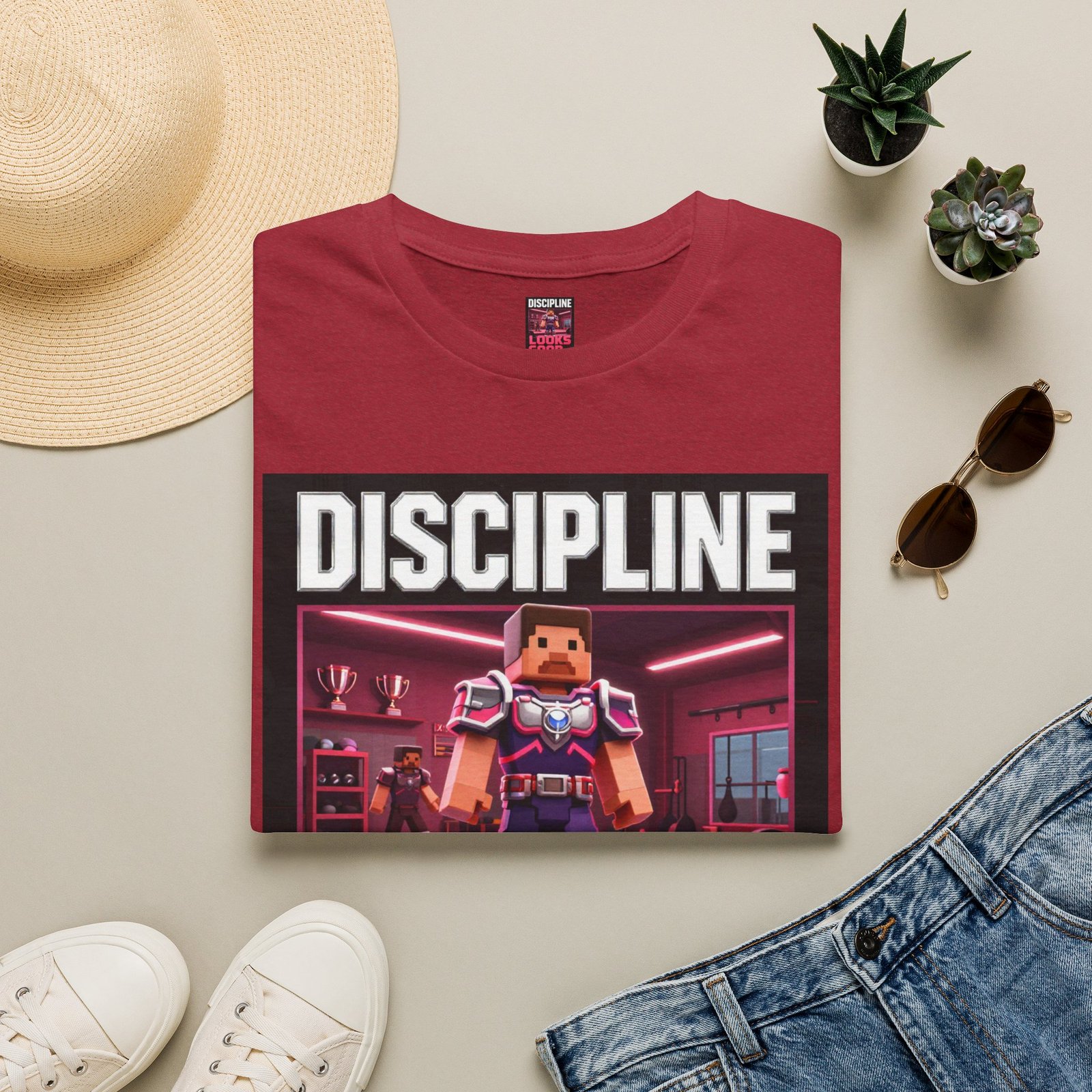 T‑Shirt — 'DISCIPLINE Looks Good' Gamer Pixel Armor Tee - Image 45