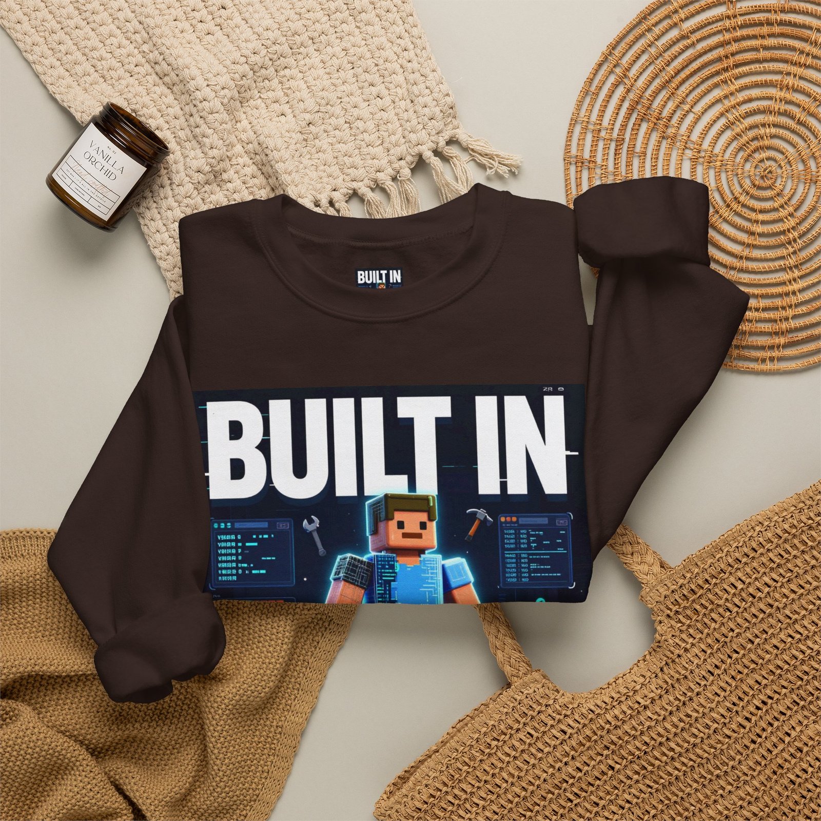 Built In Beta Crewneck Sweatshirt — Gamer Pixel Character Graphic - Image 28