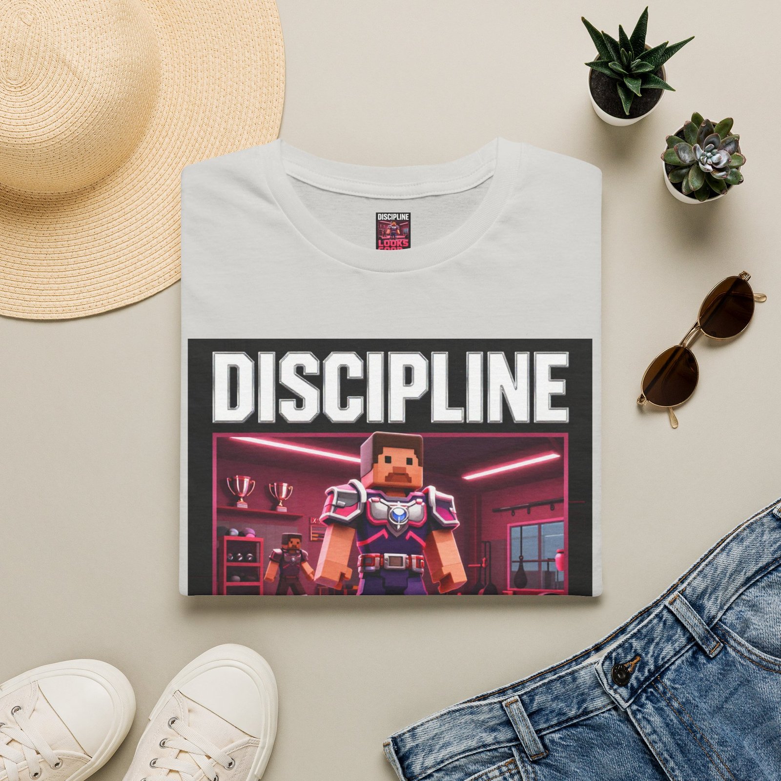 T‑Shirt — 'DISCIPLINE Looks Good' Gamer Pixel Armor Tee - Image 9