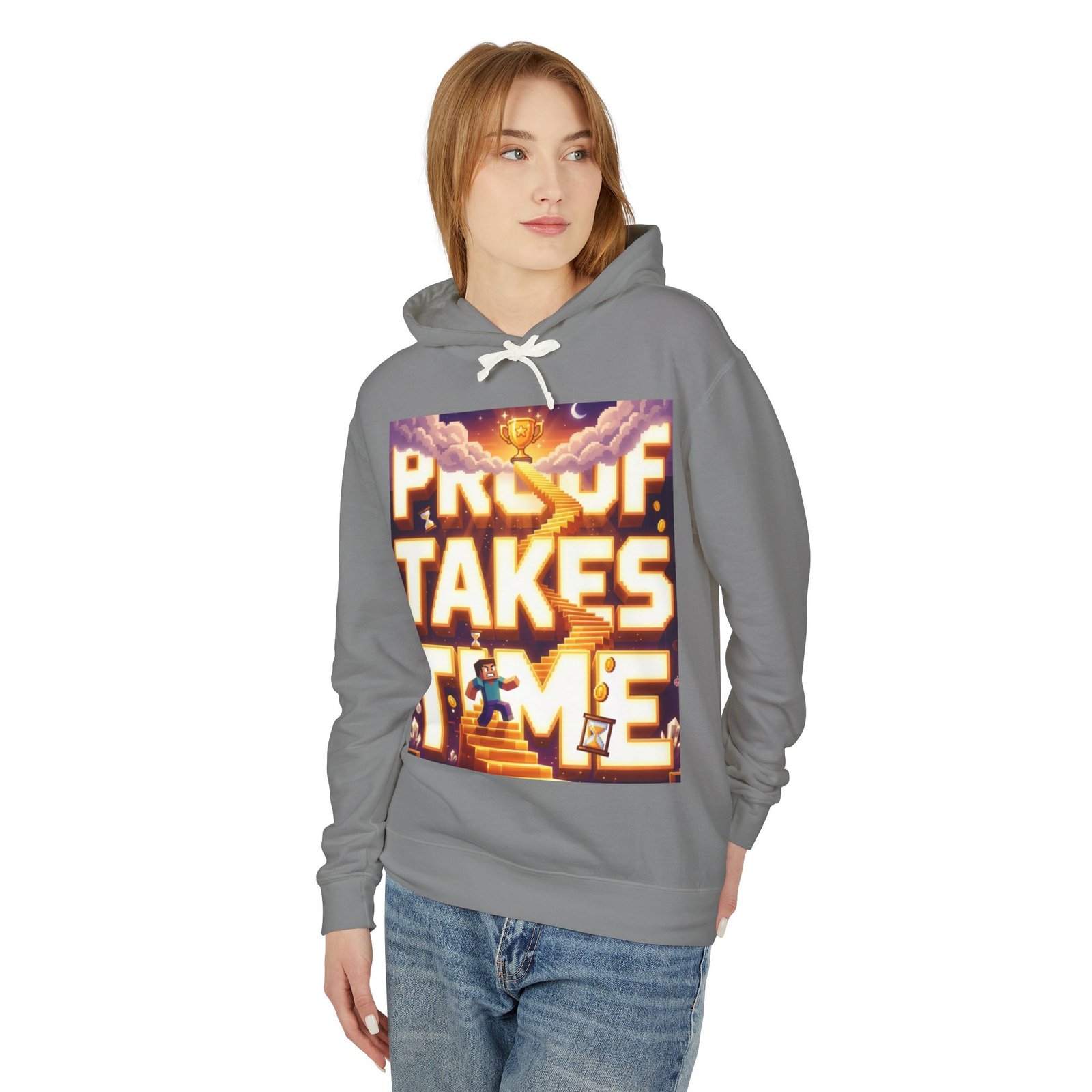 Hoodie — 'Proof Takes Time' Motivational Graphic Hooded Sweatshirt - Image 31