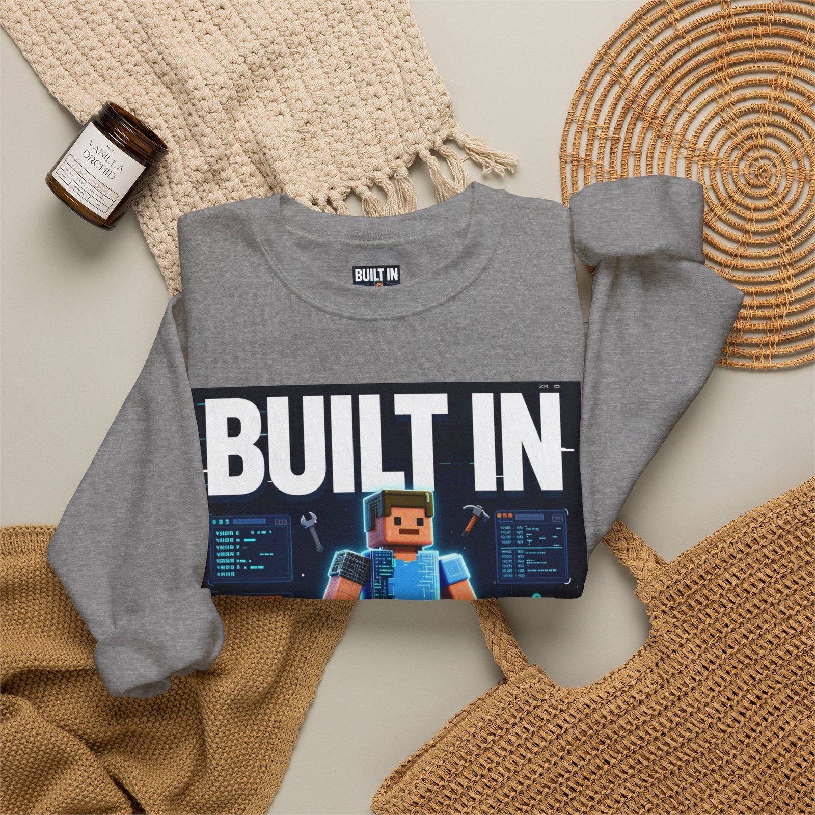 Built In Beta Crewneck Sweatshirt — Gamer Pixel Character Graphic - Image 32