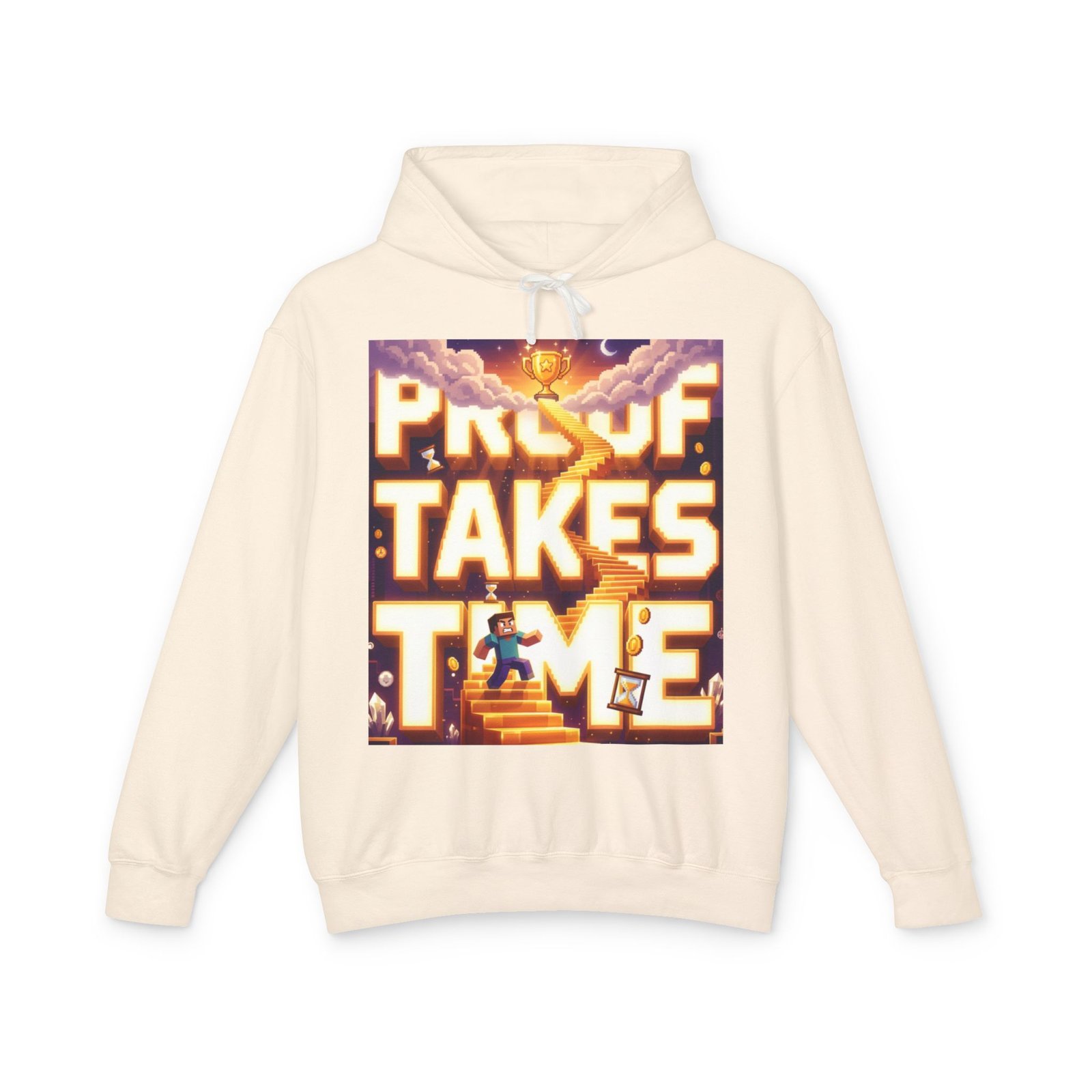 Hoodie — 'Proof Takes Time' Motivational Graphic Hooded Sweatshirt