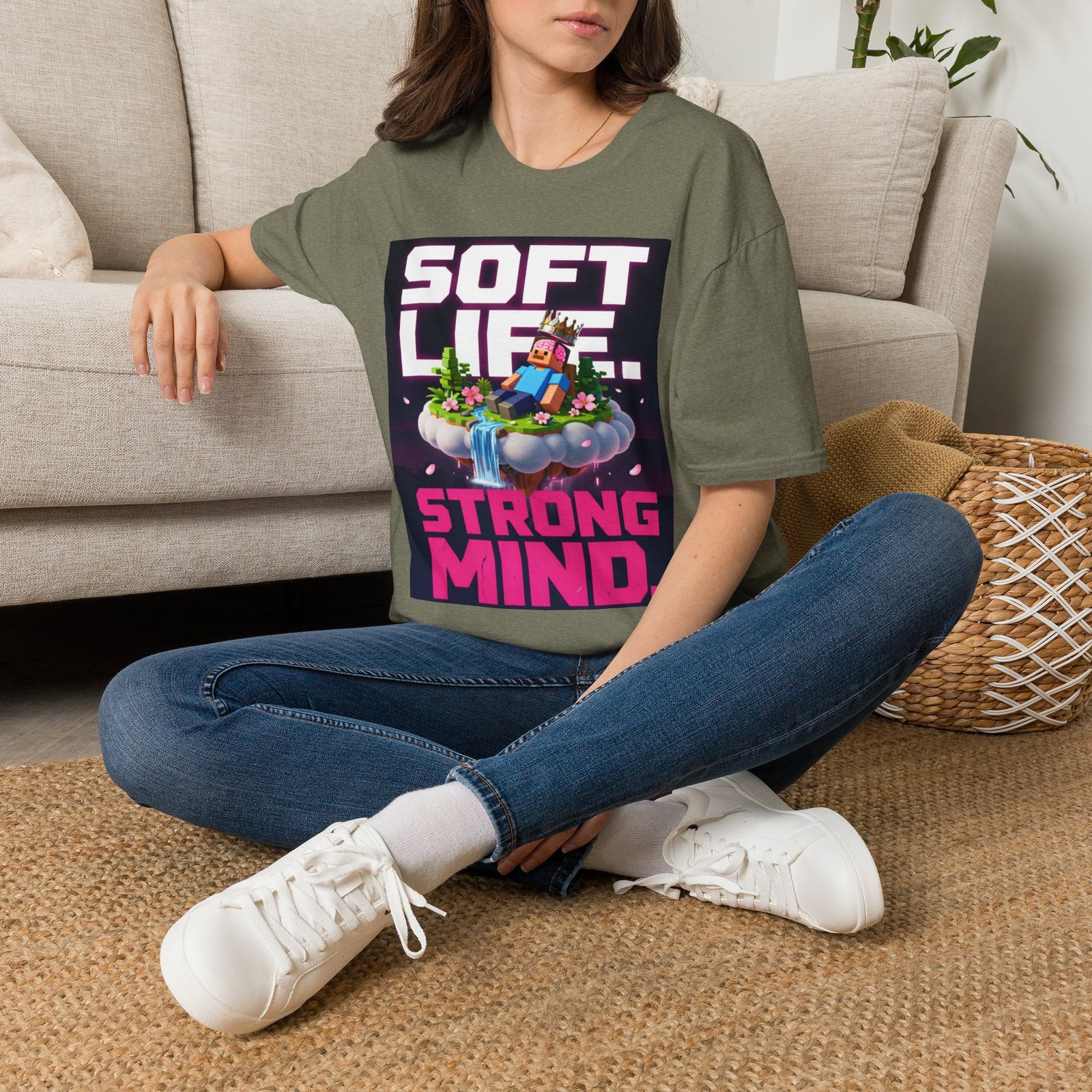 Soft Life Strong Mind T-Shirt — Relaxed Gamer Chill Vibe Tee - Image 18
