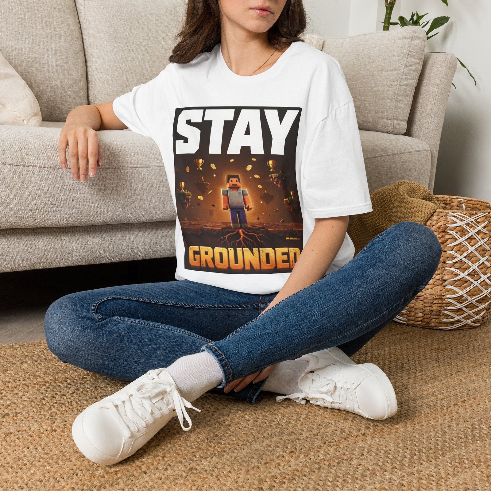 Stay Grounded T-Shirt — Minecraft-Inspired 'STAY GROUNDED' Gaming Tee - Image 2