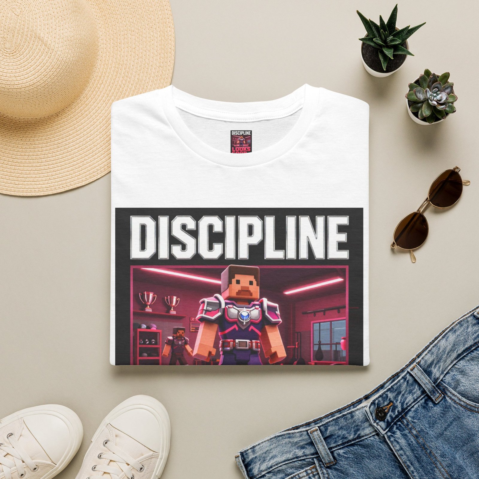 T‑Shirt — 'DISCIPLINE Looks Good' Gamer Pixel Armor Tee