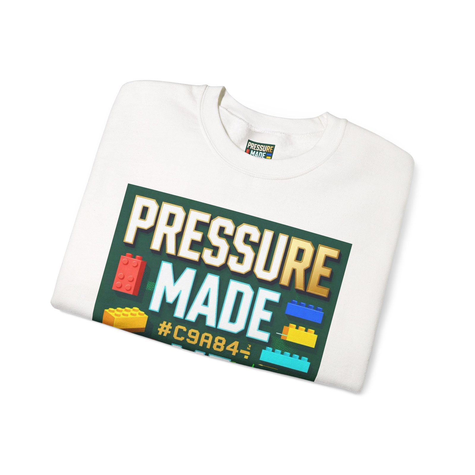 Graphic Sweatshirt — "Pressure Made Me Polished" Building Block Crewneck - Image 3