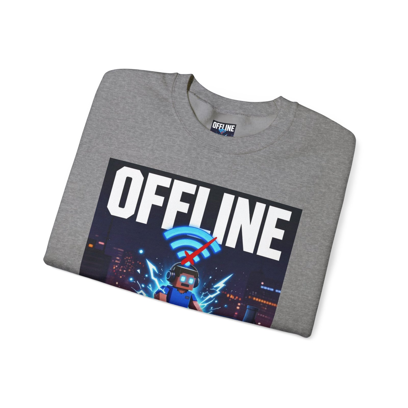 Crewneck Sweatshirt — “Offline But Still Charged” Gamer Graphic - Image 31