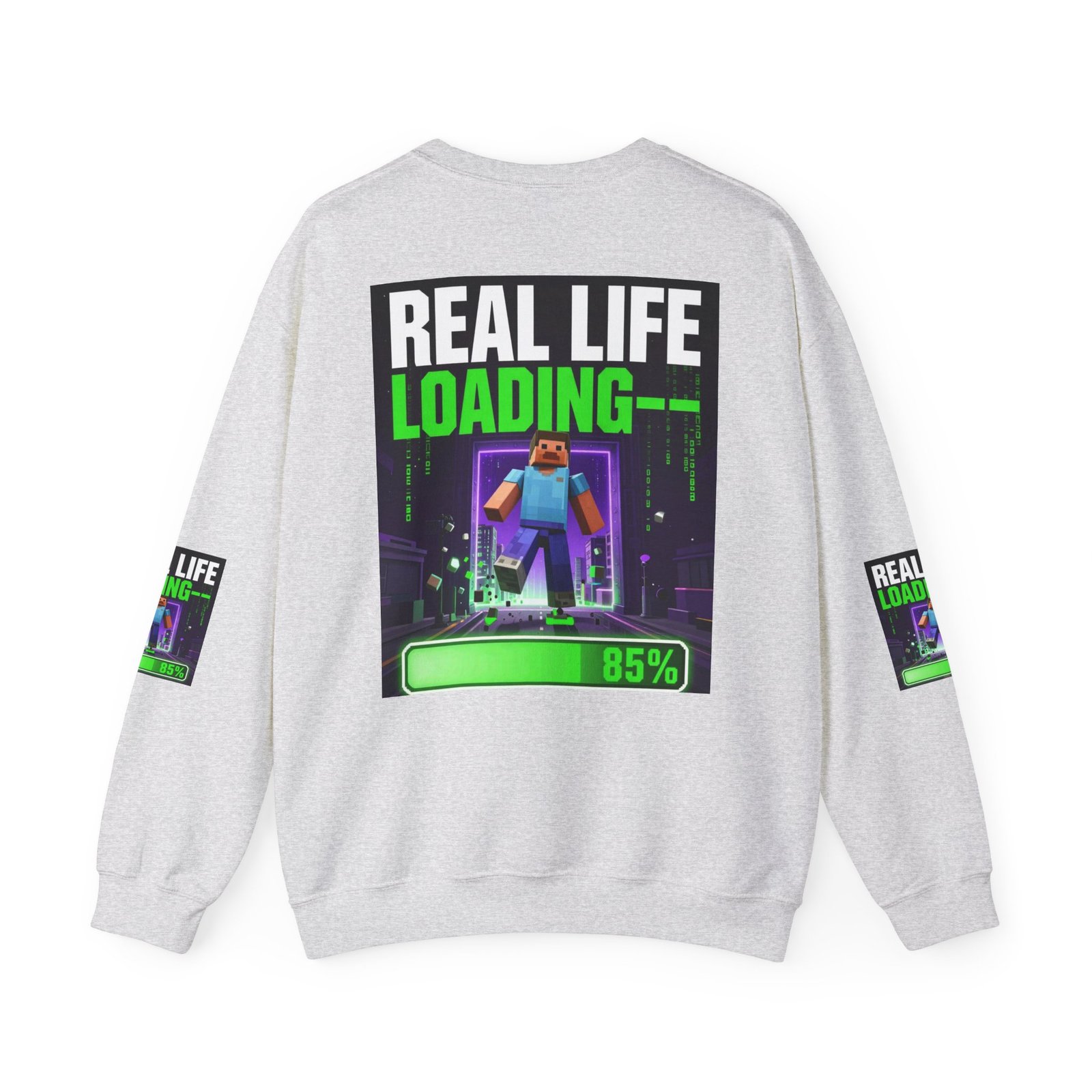 Crewneck Sweatshirt — "Real Life Loading 85%" Gamer Graphic Pullover - Image 10